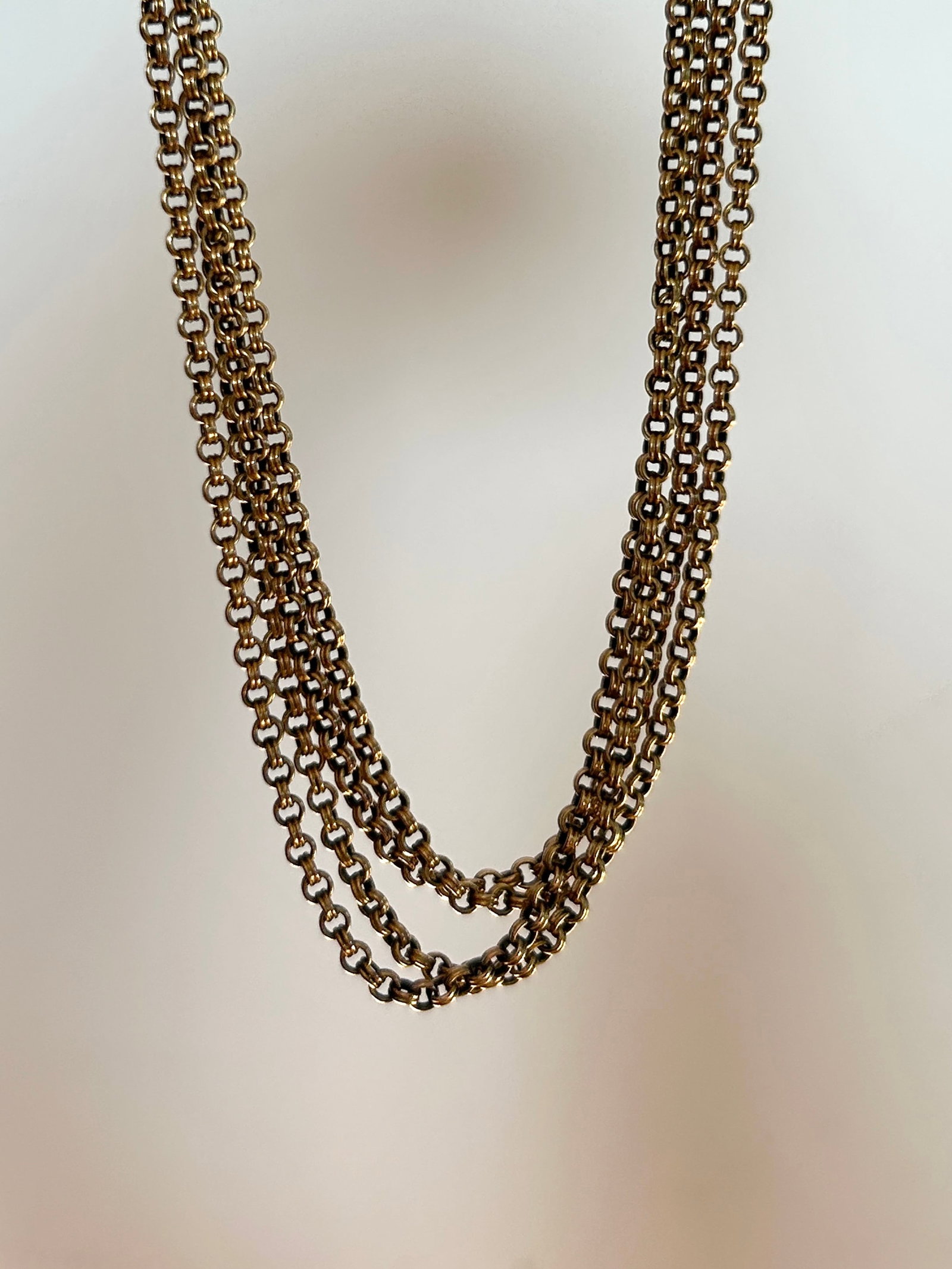 antique 15ct yellow gold longguard chain necklace - 7