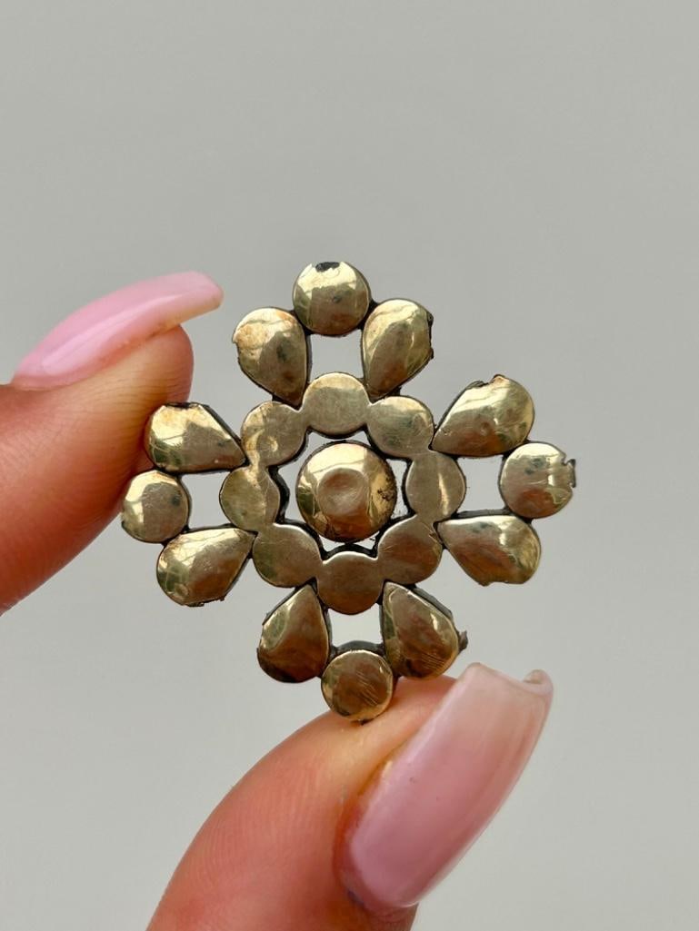 Georgian Era Foiled Back Flat Cut Garnet Gold Component AF see pics - 2