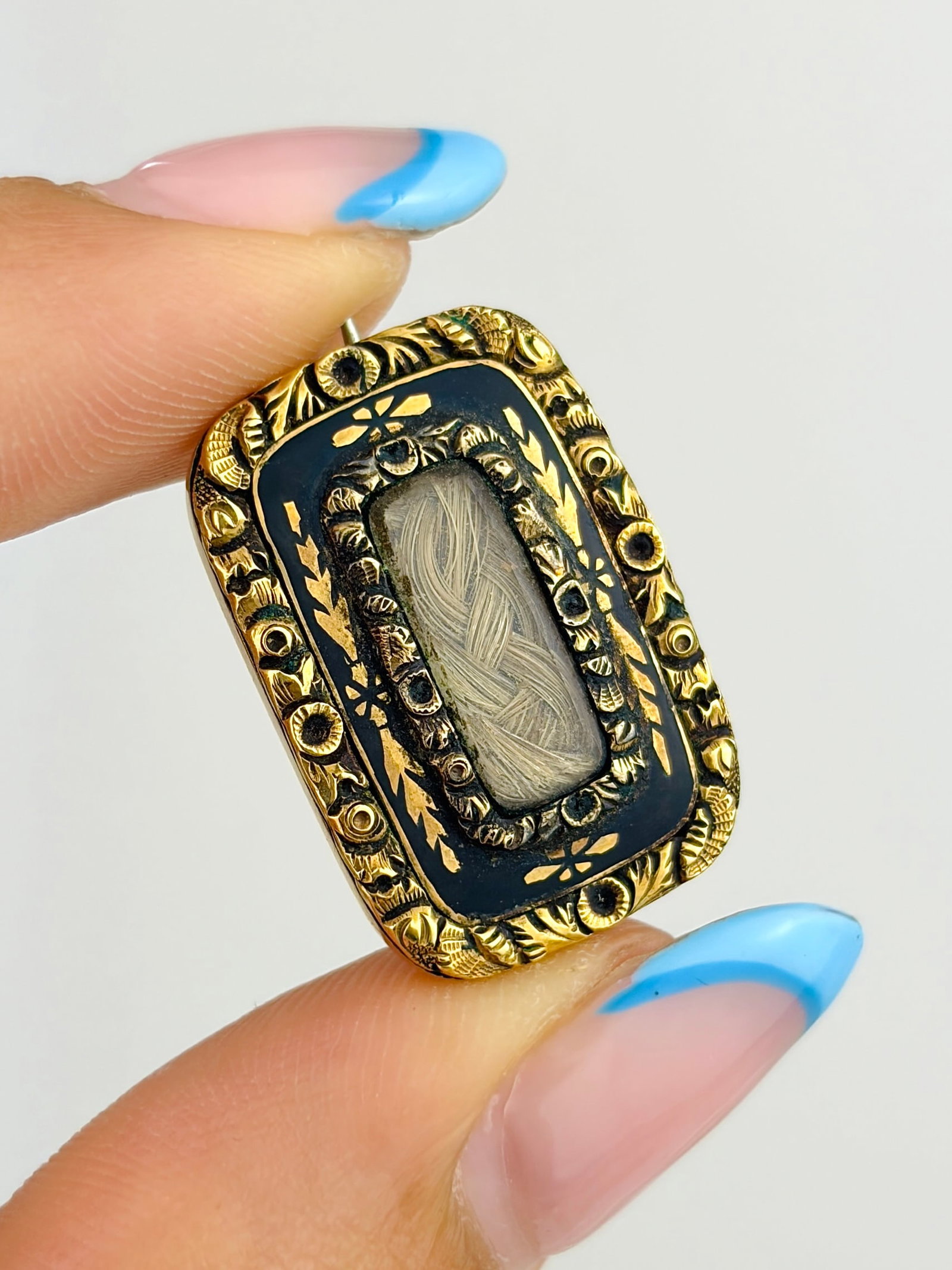 Antique Georgian Black Enamel Locket Front Mourning Brooch: Antique Georgian Black Enamel Locket Front Mourning Brooch Inscribed 'James Gillett, ob 29 June 1824, at 60'