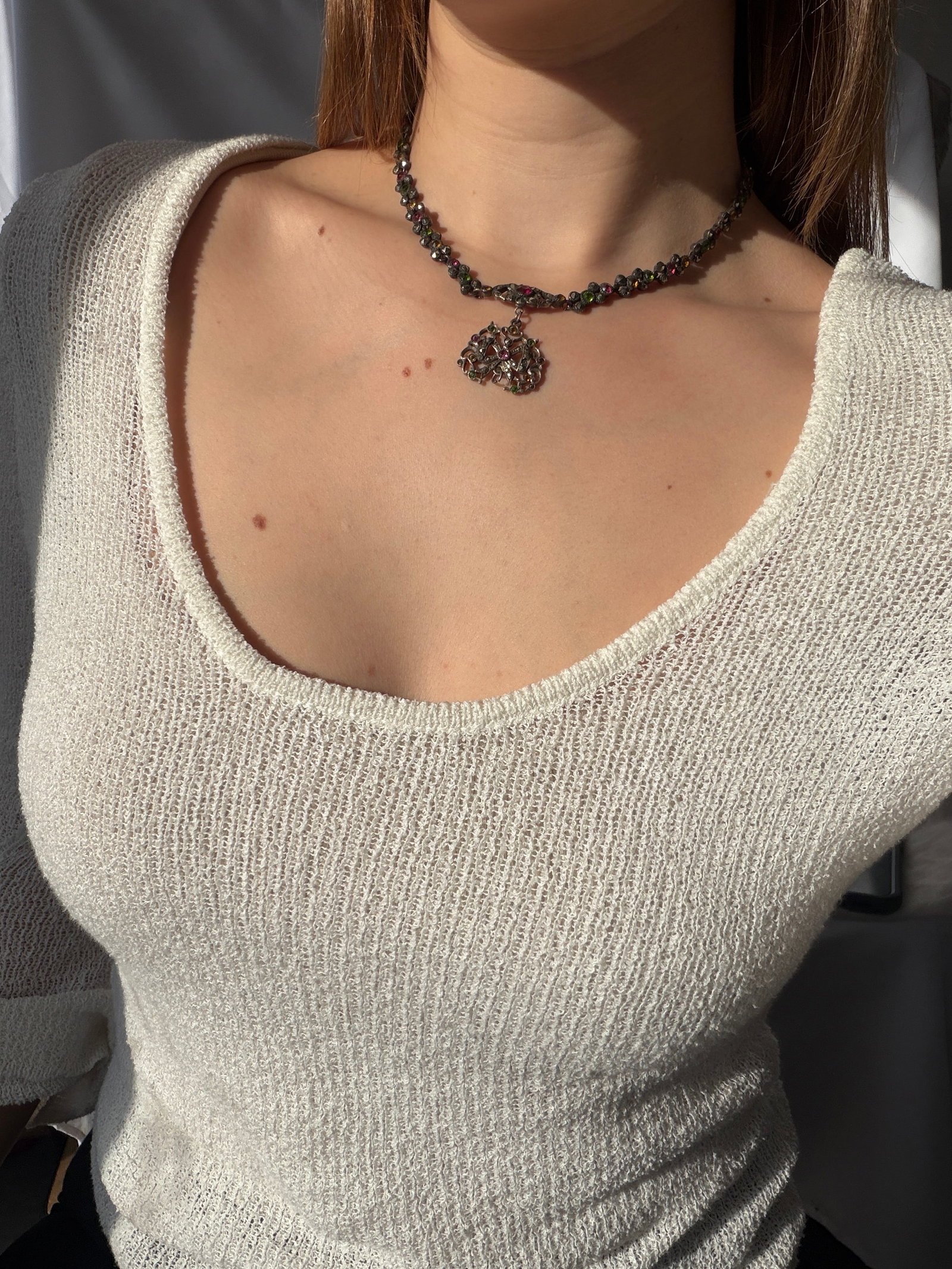 LATE GEORGIAN SILVER MULTI-COLOURED NECKLACE - 3