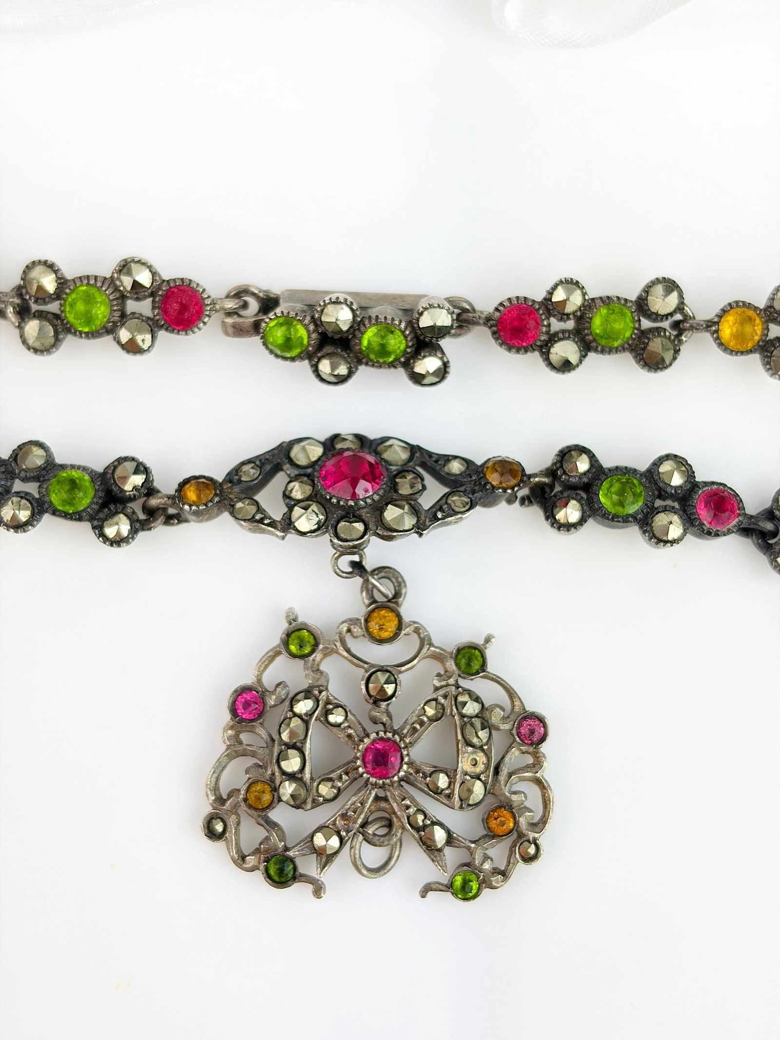 LATE GEORGIAN SILVER MULTI-COLOURED NECKLACE - 7