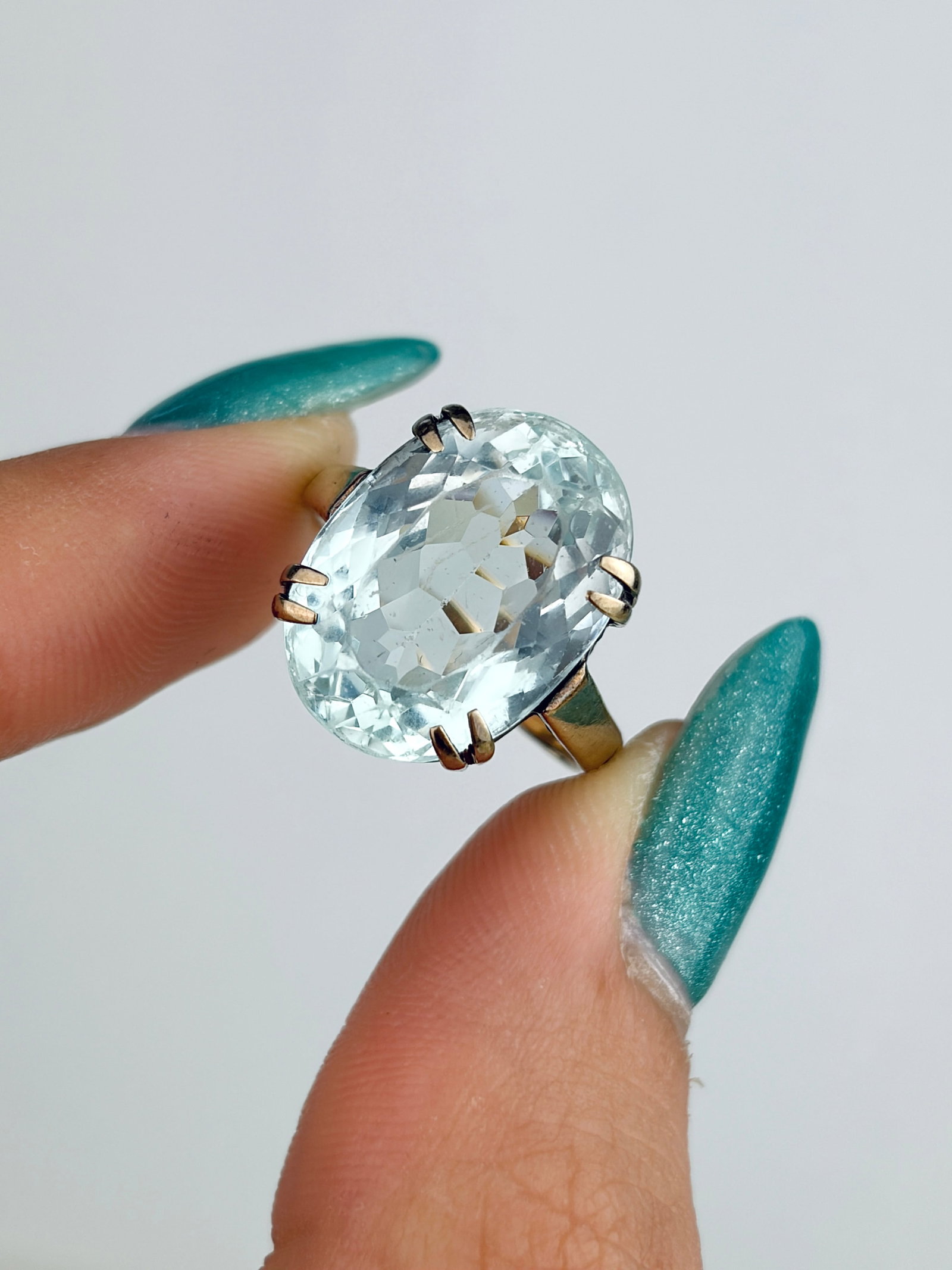 Wonderful c.1934 9ct Gold Aquamarine Cocktail Ring - 5