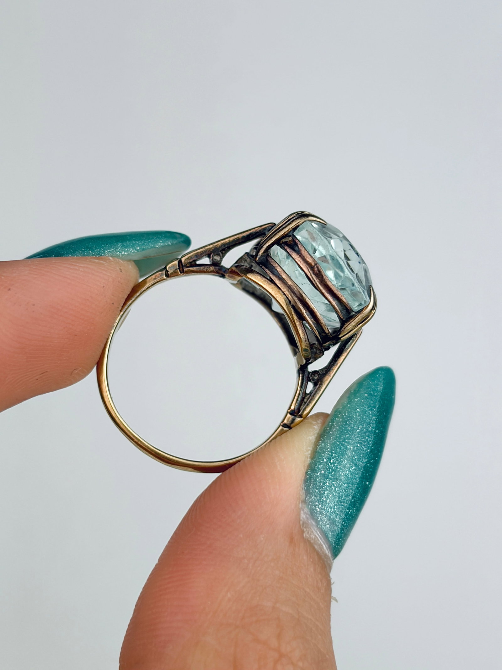 Wonderful c.1934 9ct Gold Aquamarine Cocktail Ring - 6