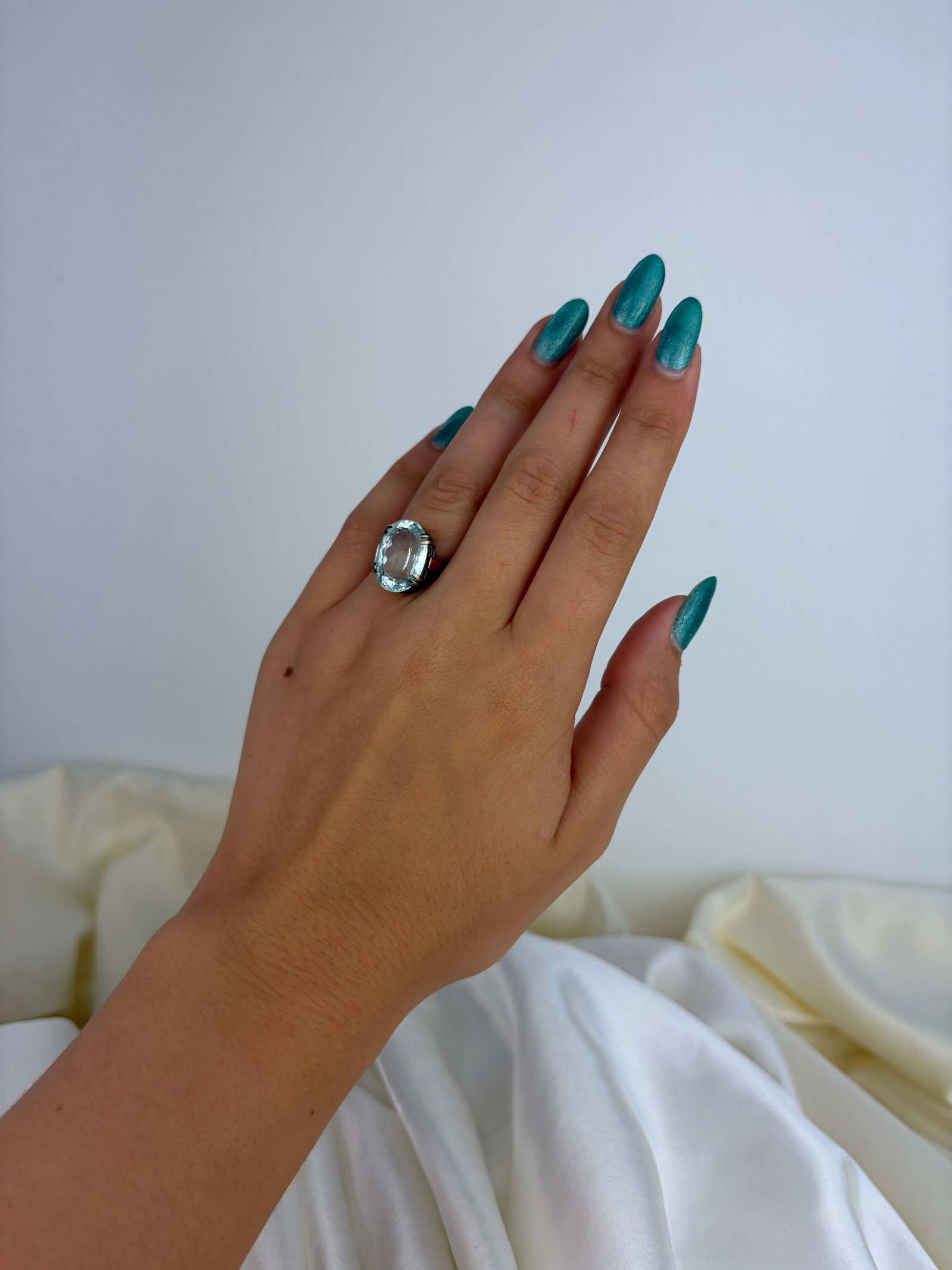 Wonderful c.1934 9ct Gold Aquamarine Cocktail Ring - 7