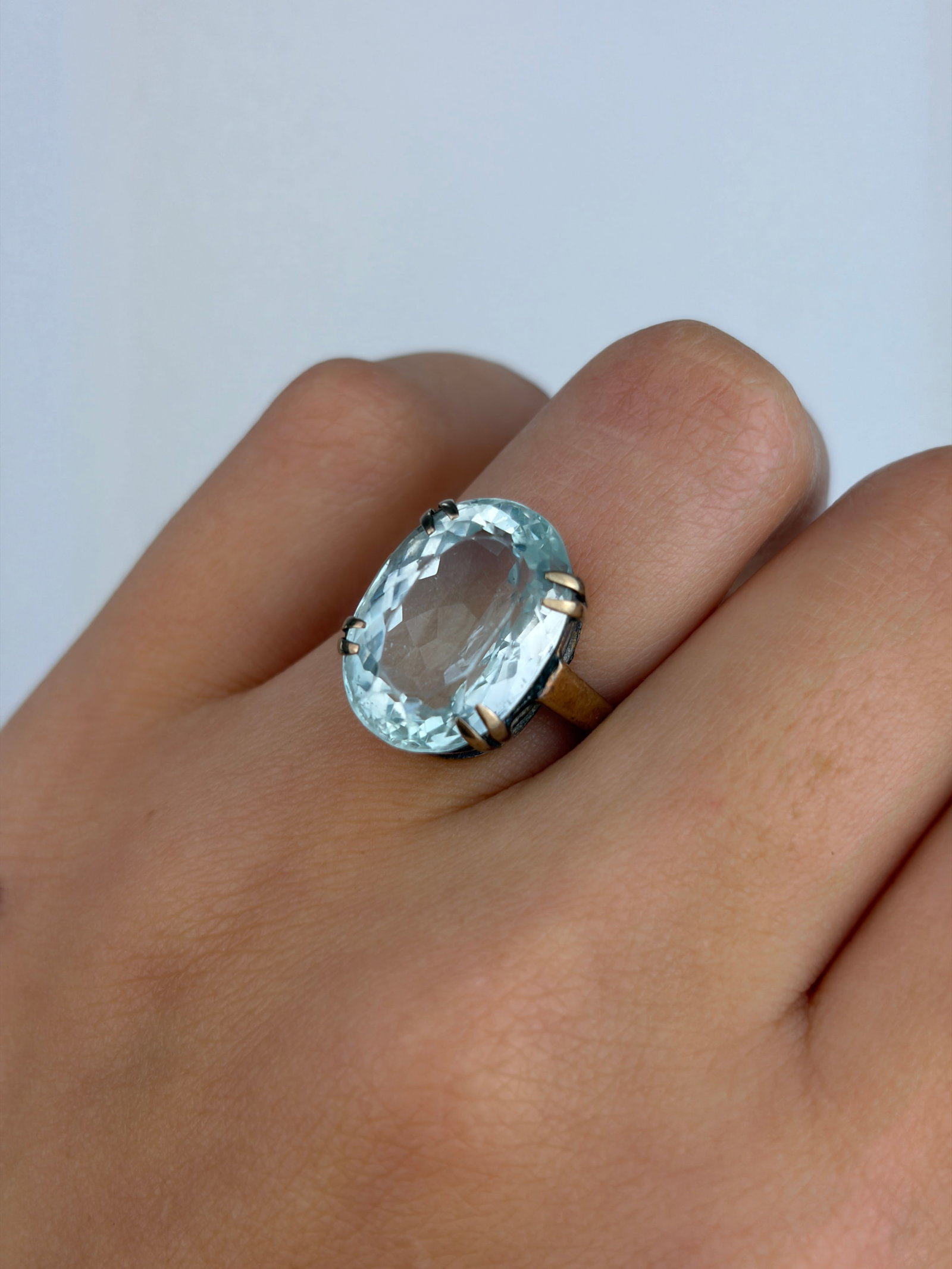Wonderful c.1934 9ct Gold Aquamarine Cocktail Ring - 8