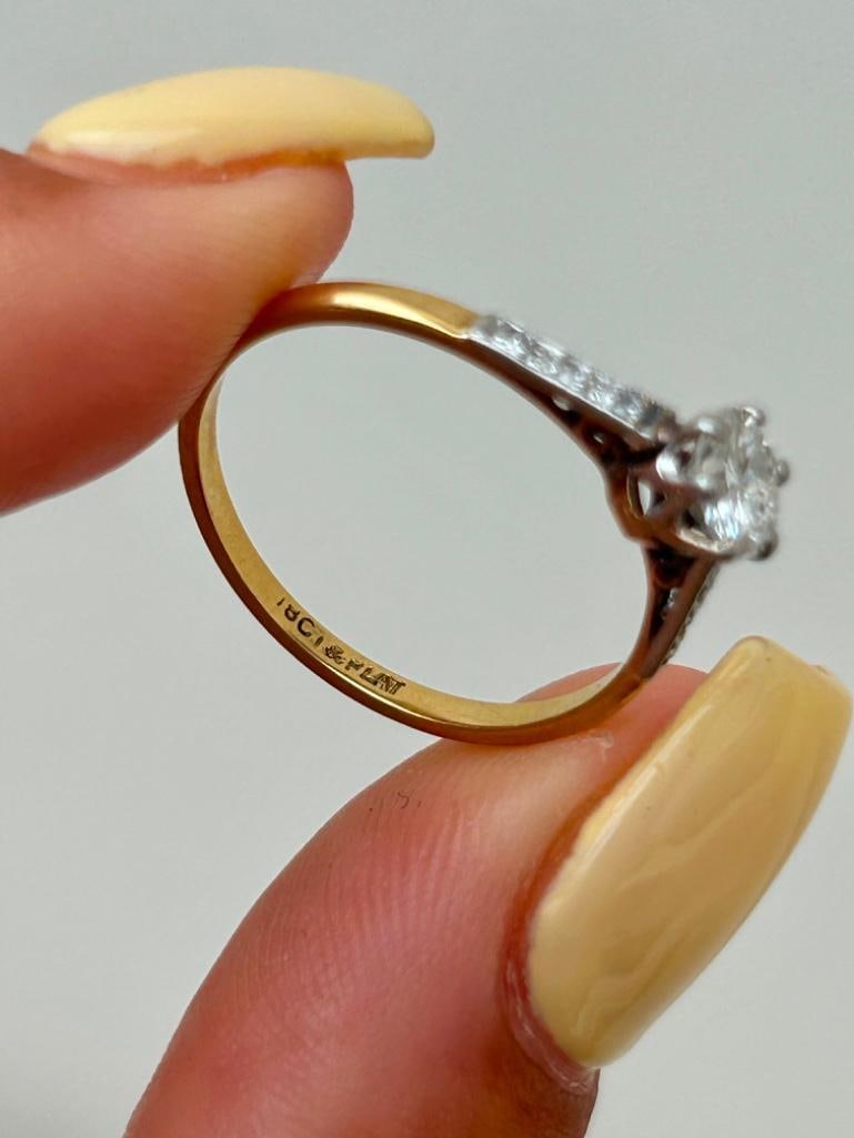Antique 18ct Yellow Gold and Platinum .55 pts Diamond Solitaire Ring - 5