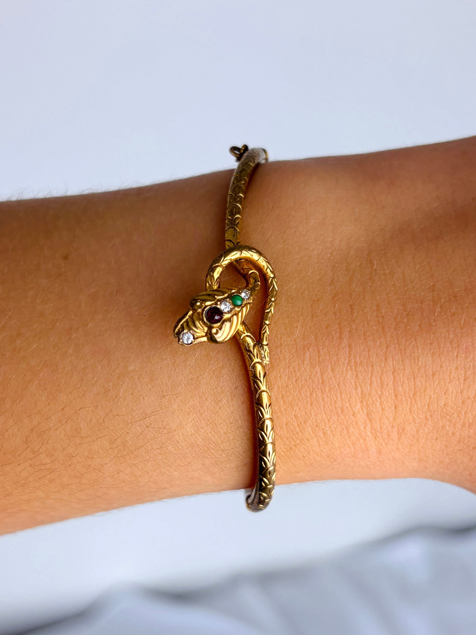 Diamond and Ruby Wrapped Snake Bangle - 10