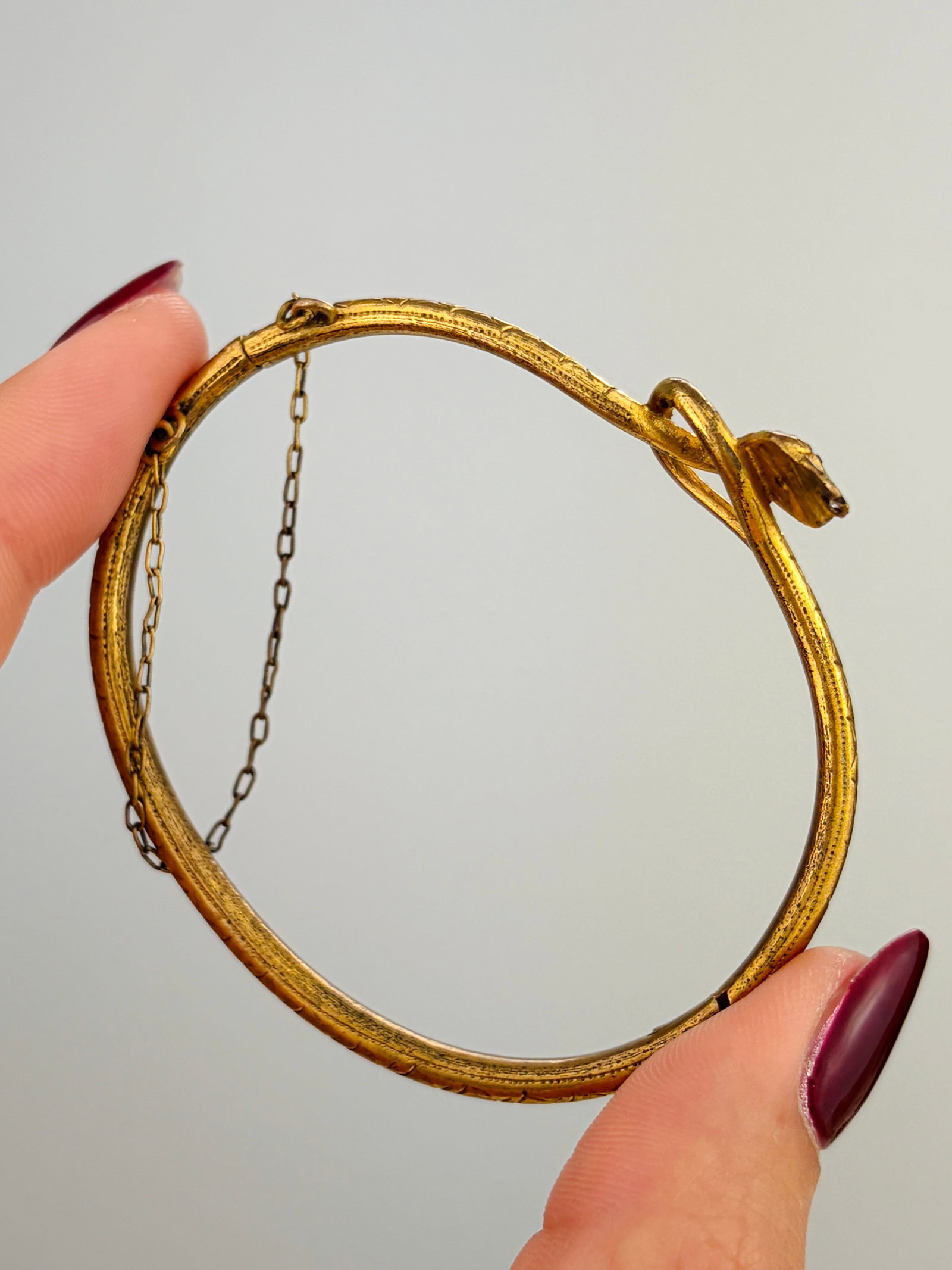 Diamond and Ruby Wrapped Snake Bangle - 4