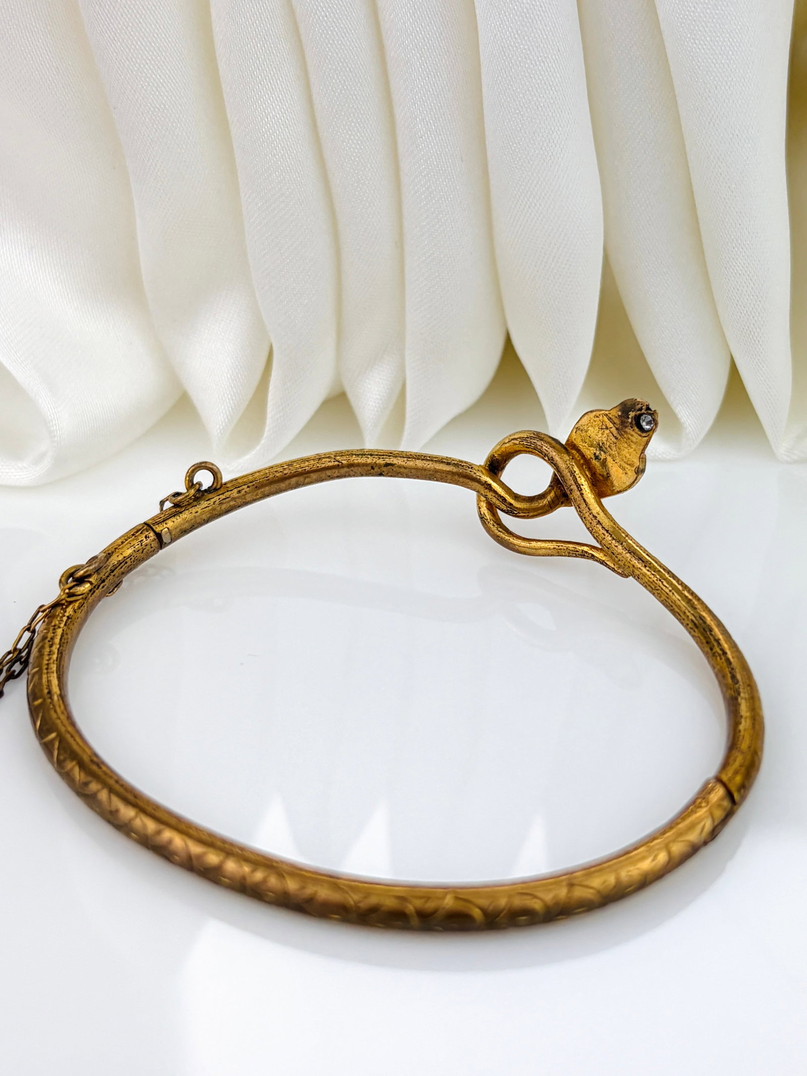 Diamond and Ruby Wrapped Snake Bangle - 5