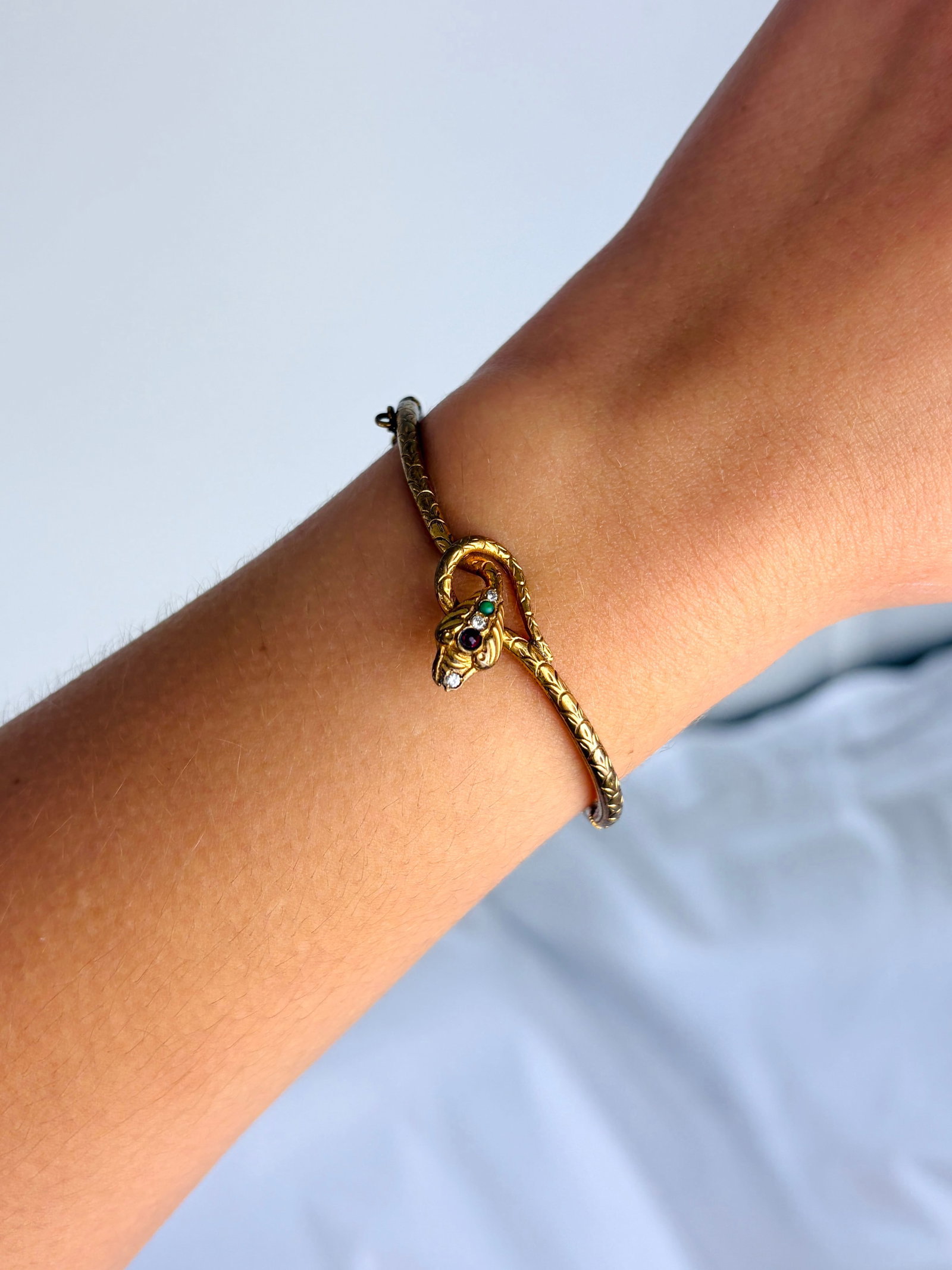 Diamond and Ruby Wrapped Snake Bangle - 9