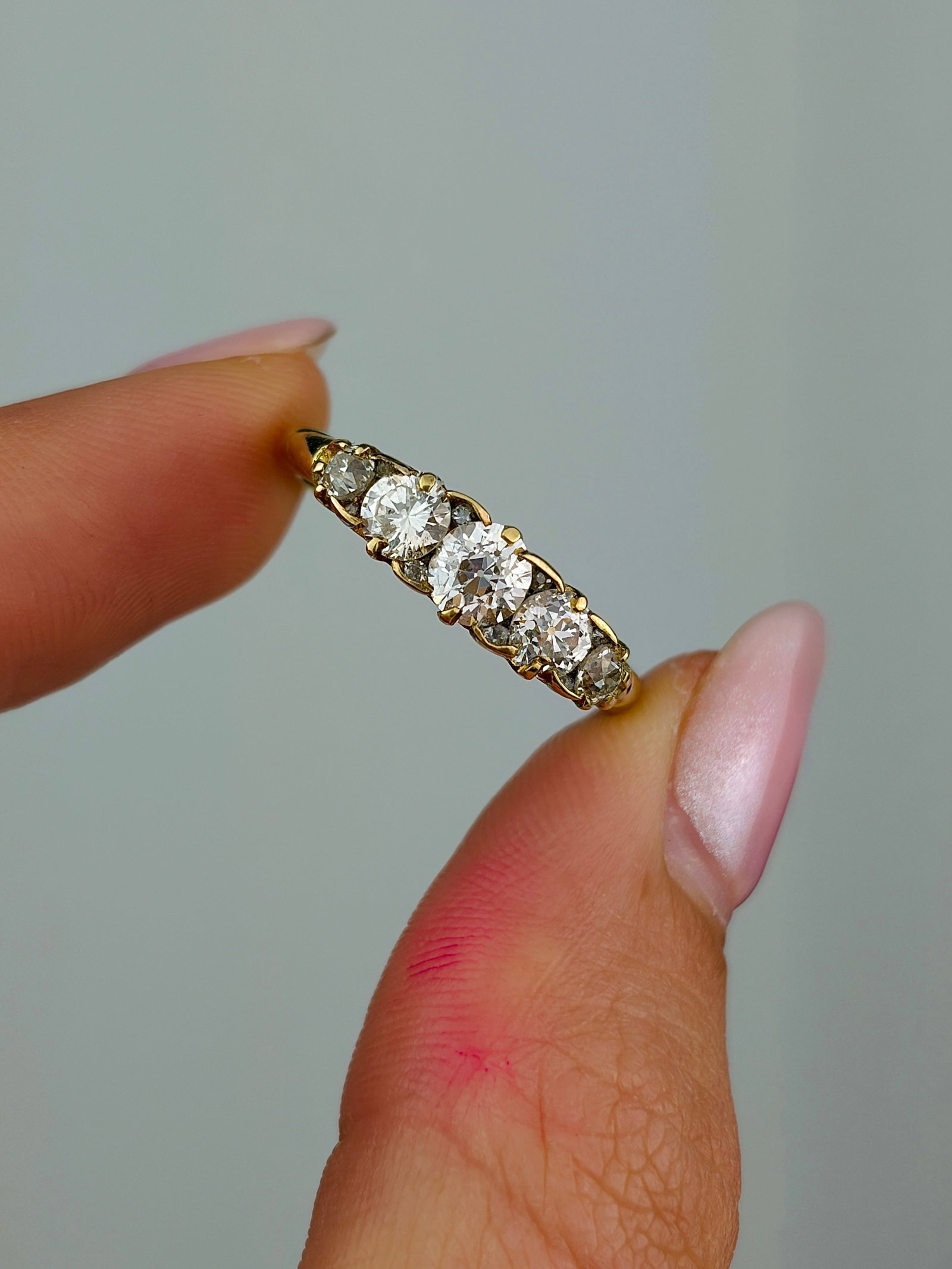 antique 18ct yellow gold diamond ring approx 1.20ct - 5