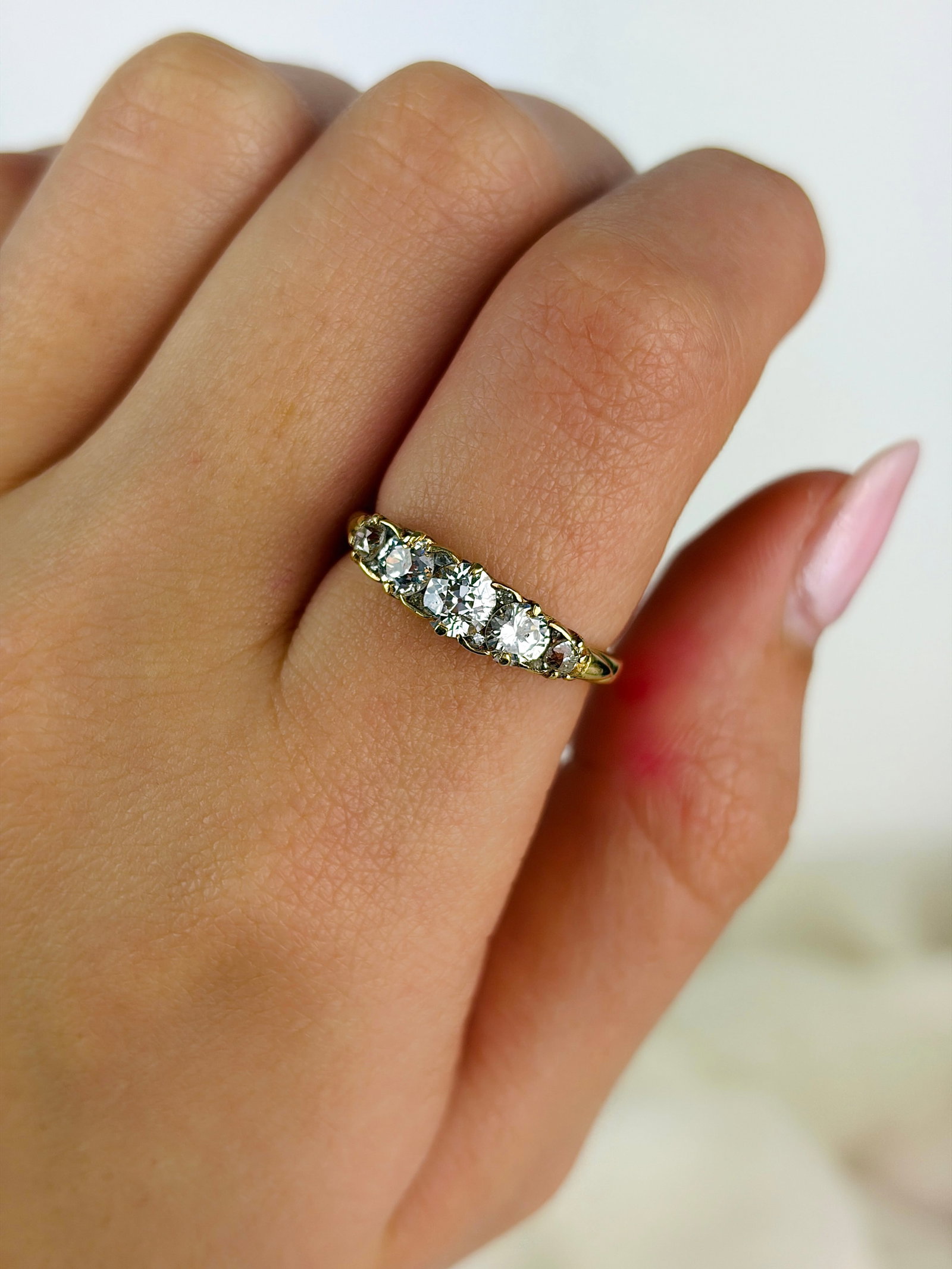 antique 18ct yellow gold diamond ring approx 1.20ct - 9