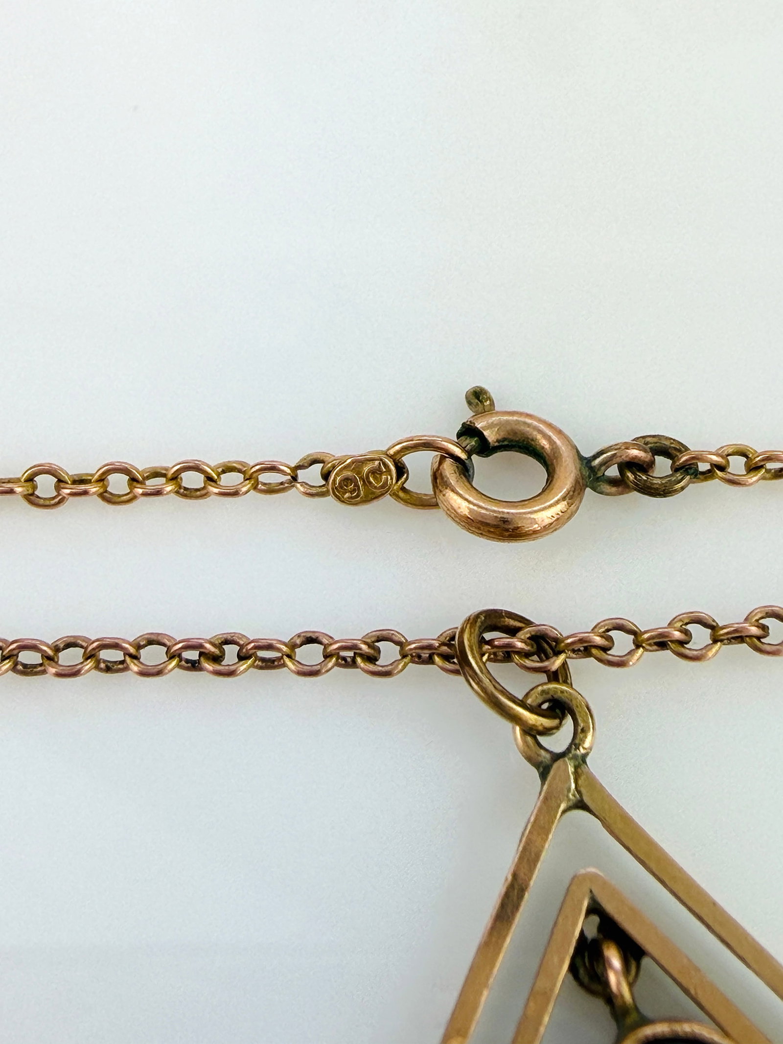 ANTIQUE 9CT YELLOW GOLD AMETHYST PENDANT ON CHAIN - 6