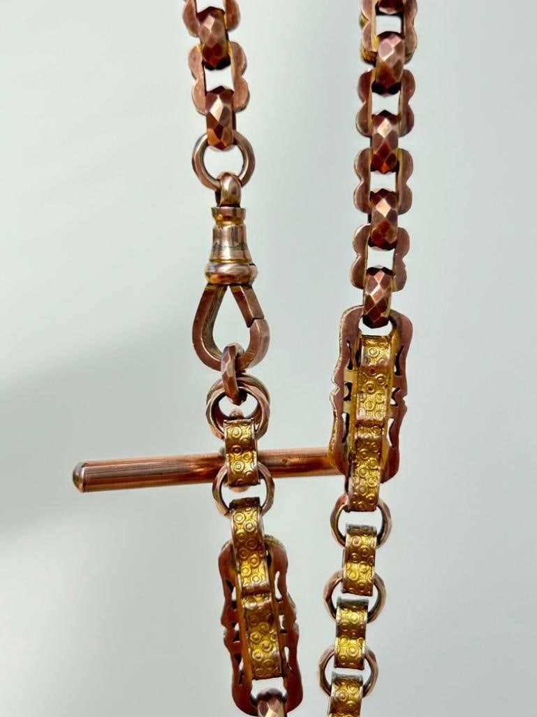 *Antique 9ct Yellow Gold Chunky Star Link Chain Necklace - 10