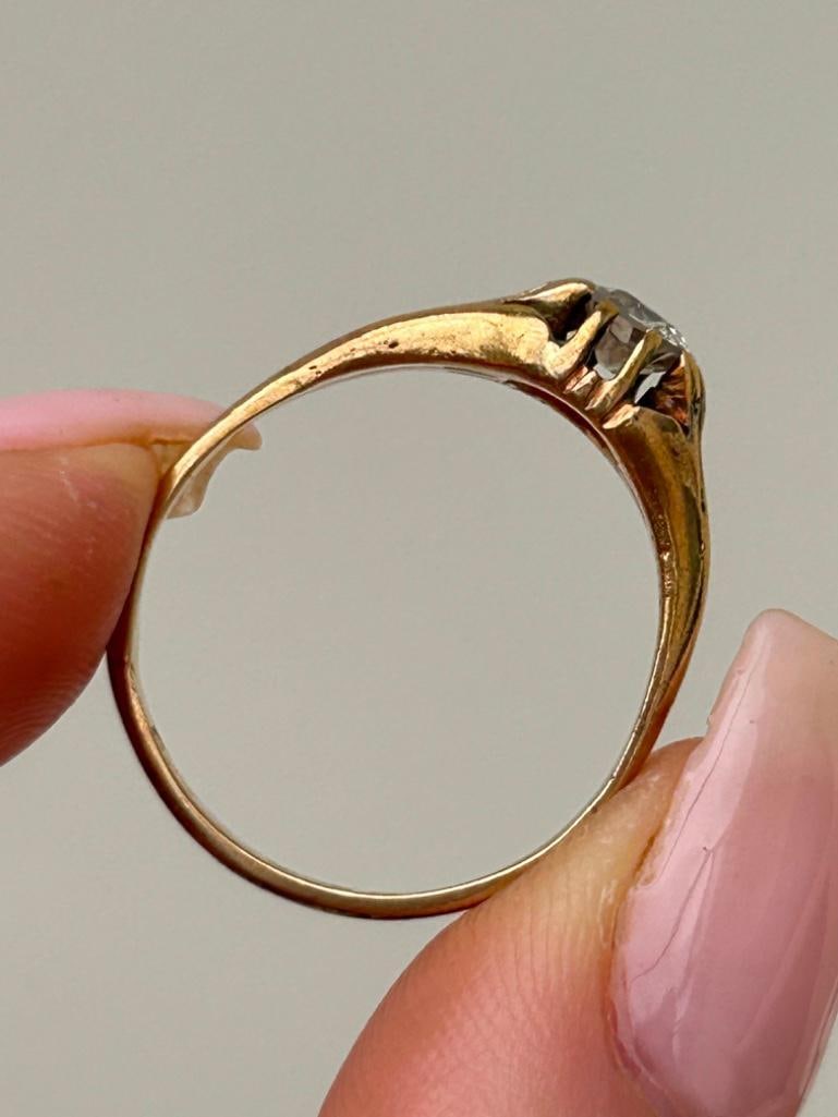 Antique 18ct Yellow Gold 50pts Diamond Belcher - 6