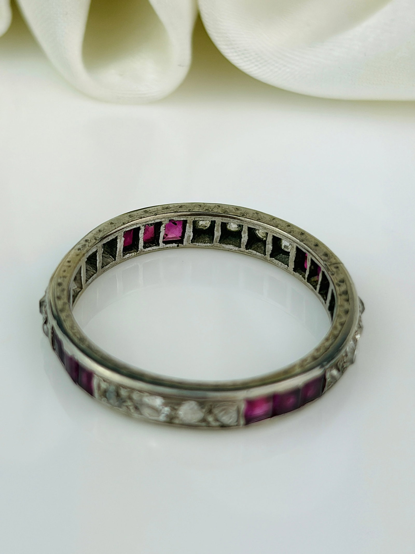 antique ruby and diamond full eternity band ring art deco era - 3