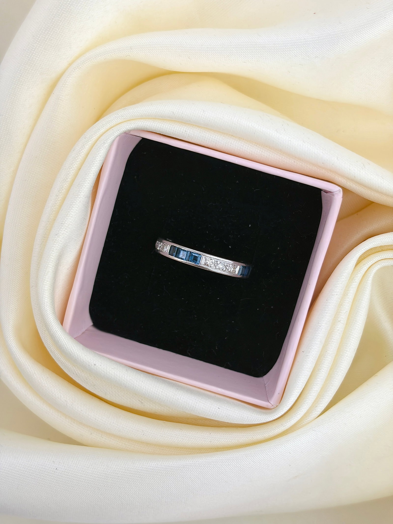 Antique Platinum Sapphire and Diamond Full Eternity Band Ring - 8