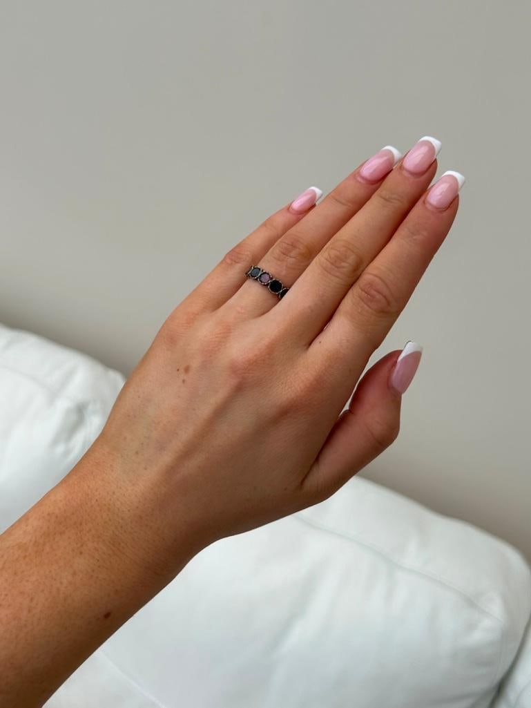 Georgian Era Flat Cut Garnet Full Hoop / Eternity Band Ring in Gold - 3