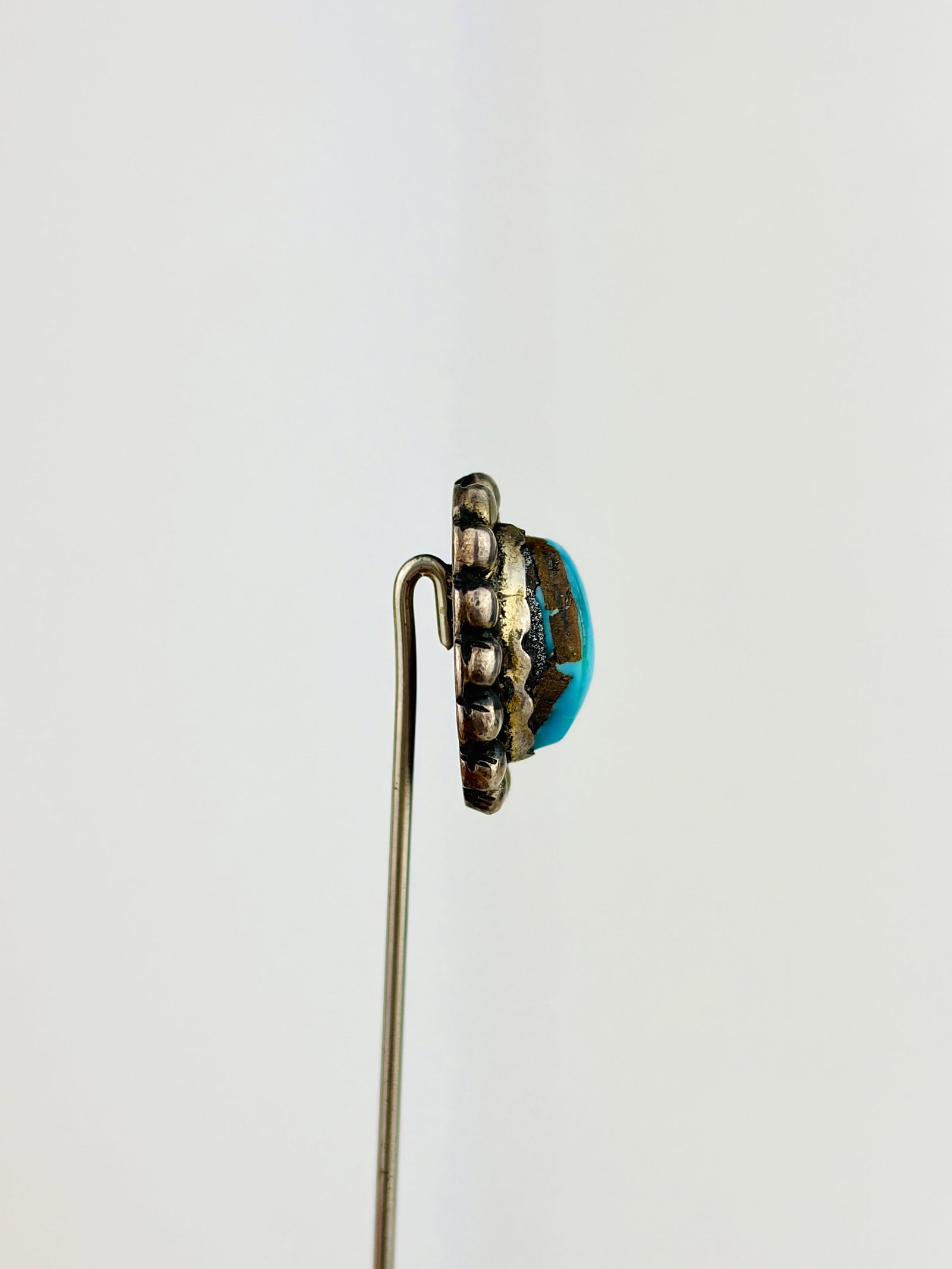 Silver and Turquoise Stick Pin Brooch - 2