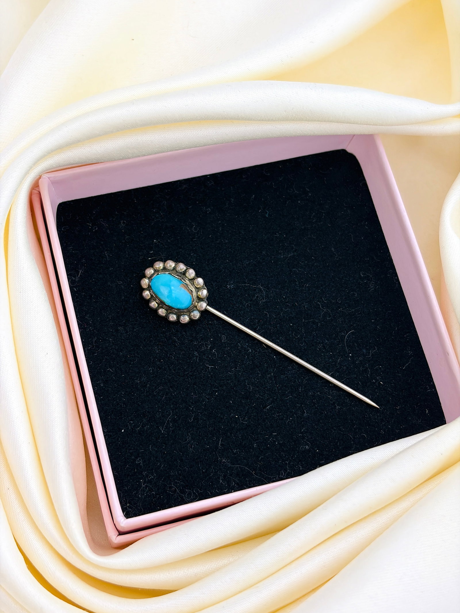 Silver and Turquoise Stick Pin Brooch - 5
