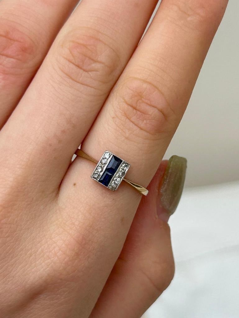 Antique 18ct Yellow Gold Sapphire and Diamond Ring - 2