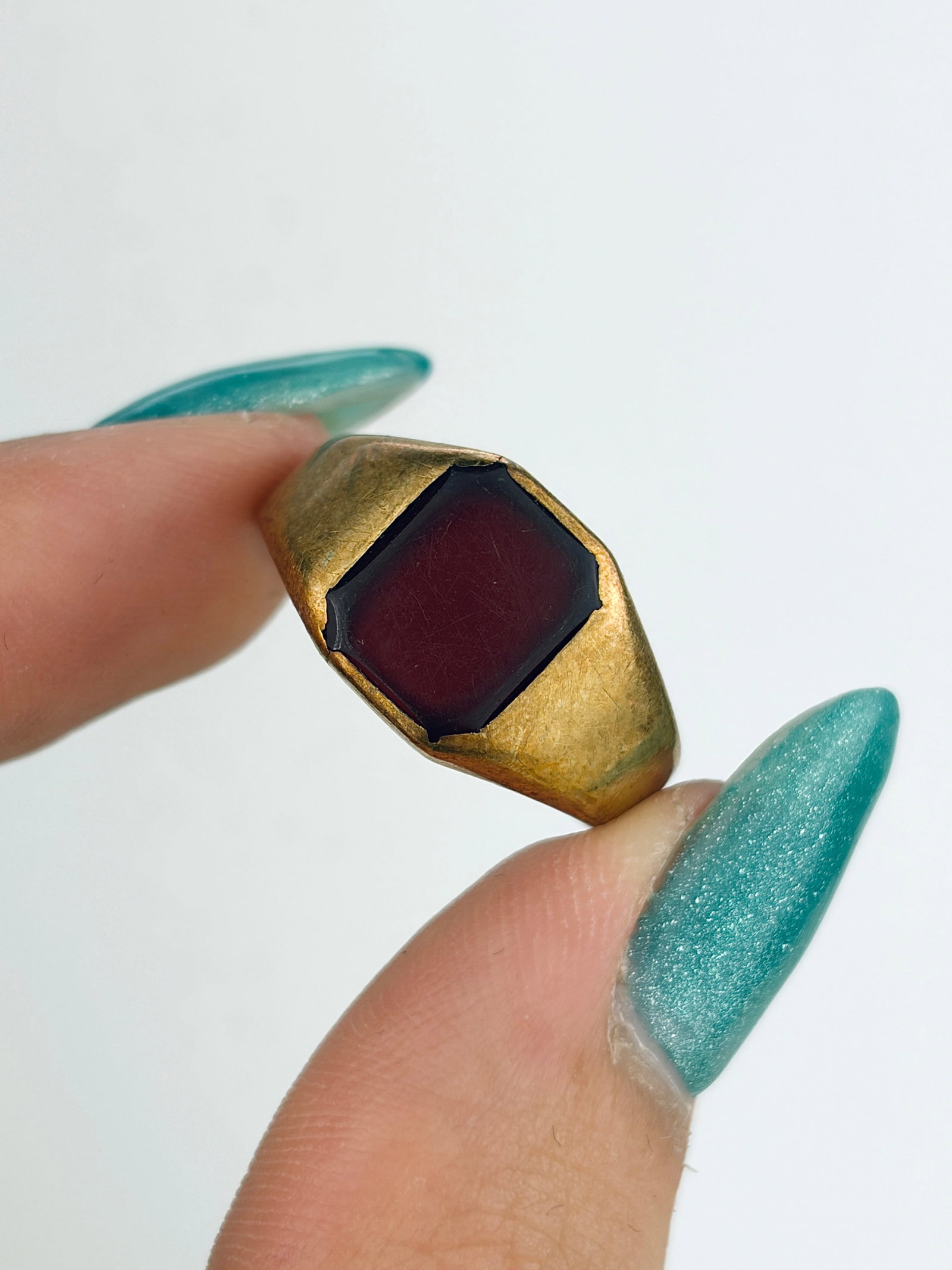 Vintage c.1963 9ct Yellow Gold Carnelian Signet Ring - 5