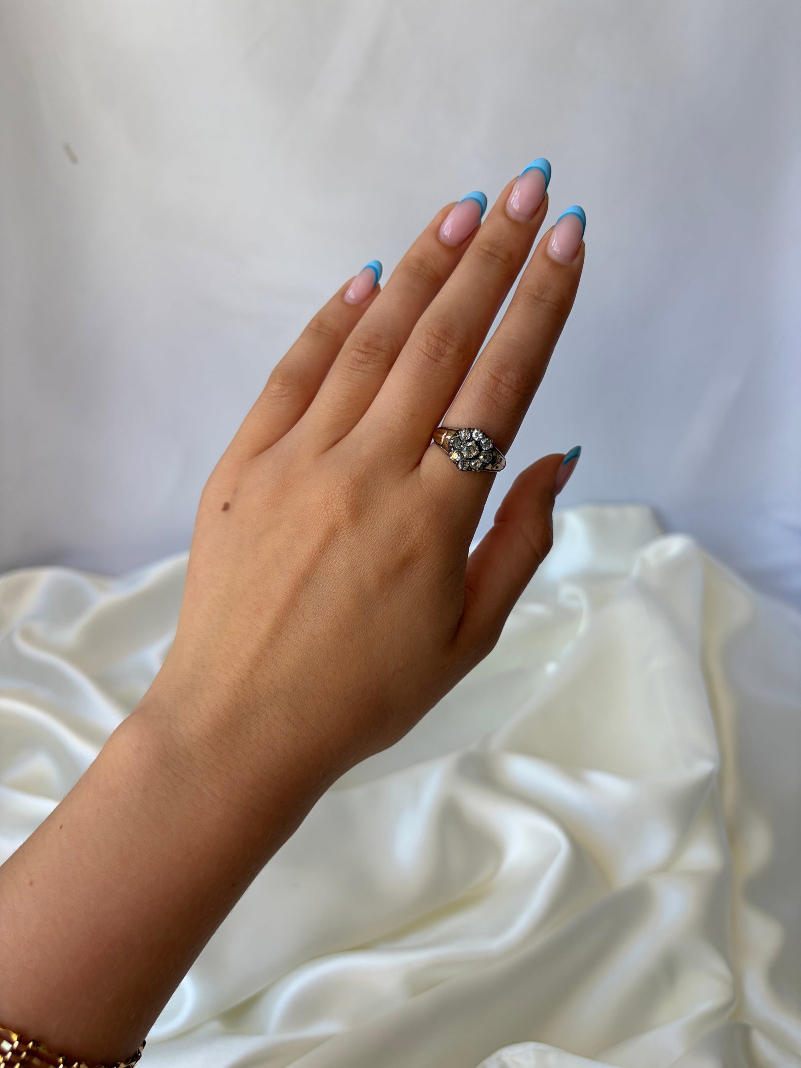 Antique Georgian Era 9ct Gold And Silver Set Diamond Cluster Ring - 10