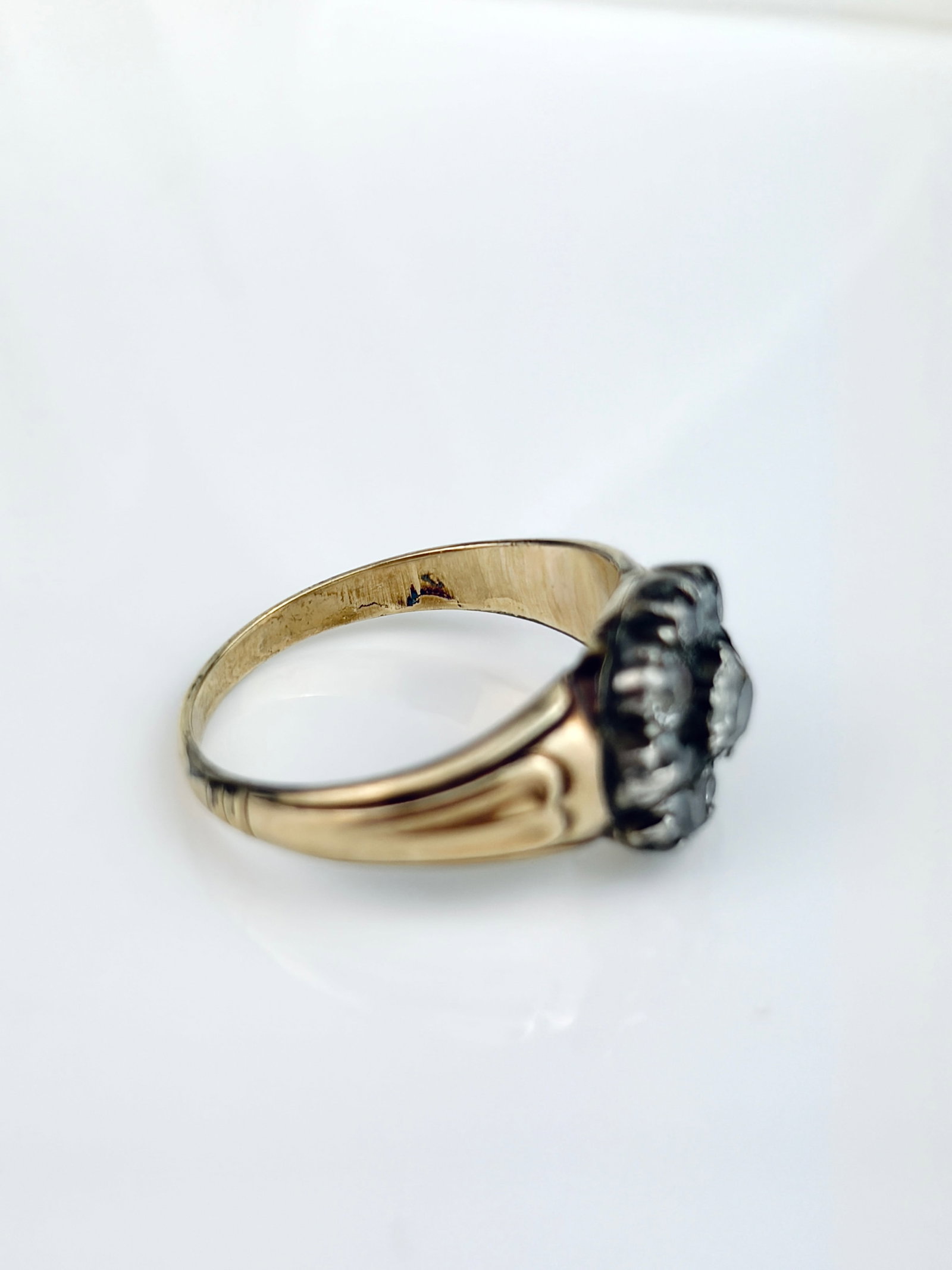Antique Georgian Era 9ct Gold And Silver Set Diamond Cluster Ring - 6