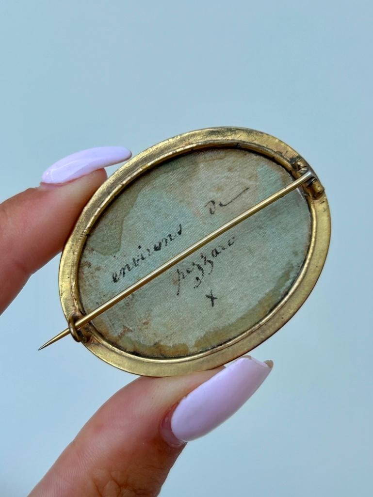 Antique Hand Painted Large Brooch - 2