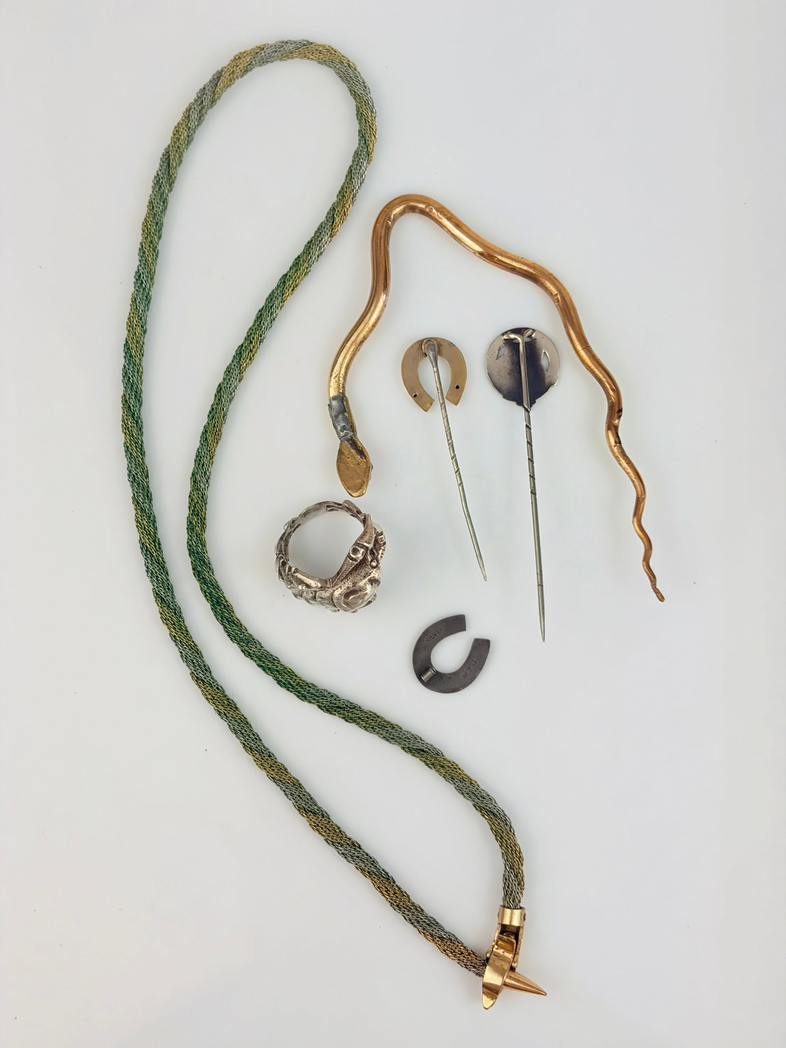 Mixed Lot - Silver Lobster Ring, Pins, Gilt Snake etc - 5