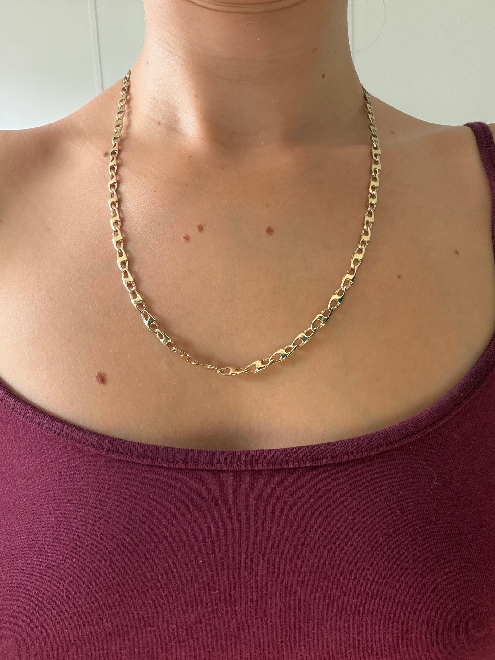 9ct Yellow Gold Flat Mariner Link Chain - 5