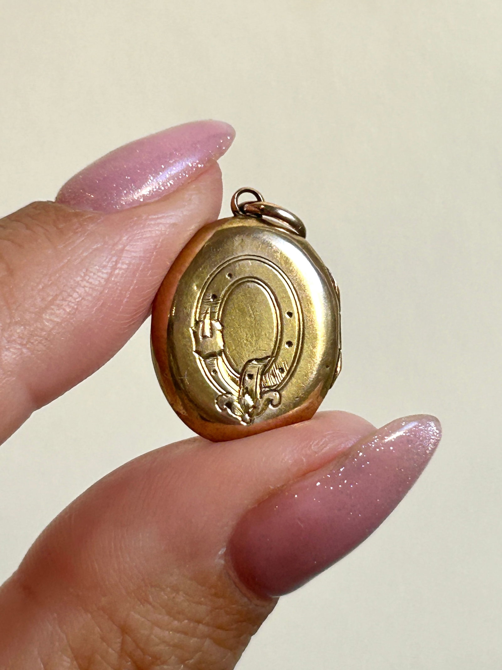 Sweet Antique 9ct gold blue enamel locket pendant - 7