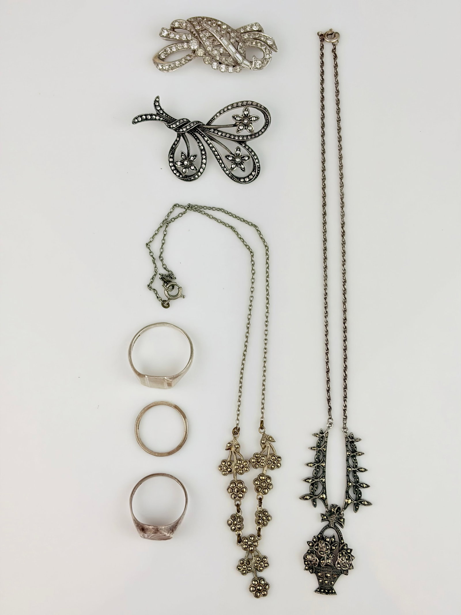 Mixed lot - Silver Marcasite and Paste Jewellery: Mixed lot - Silver Marcasite and Paste Jewellery