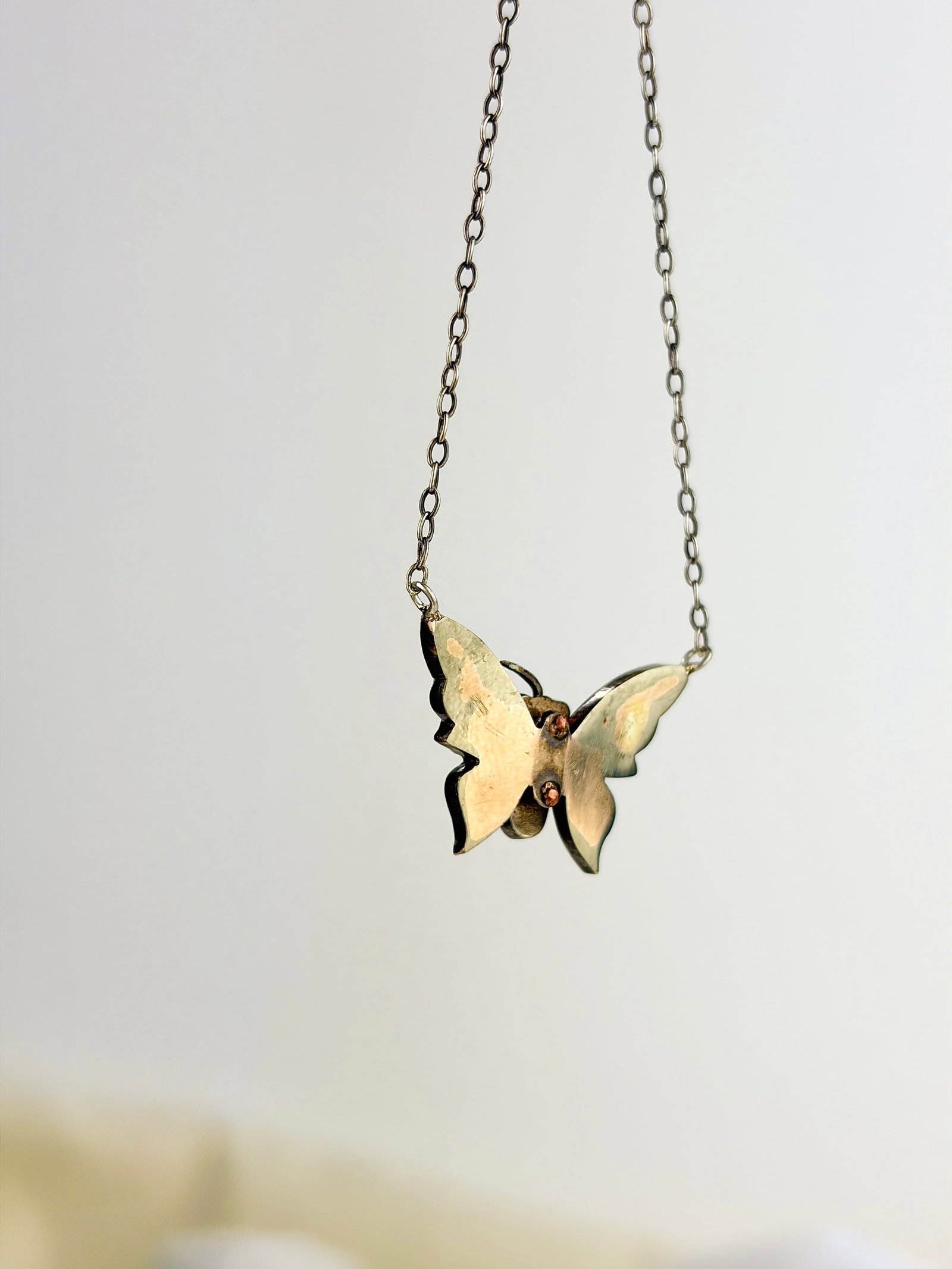 Silver Turquoise and Pearl Butterfly Necklace - 3