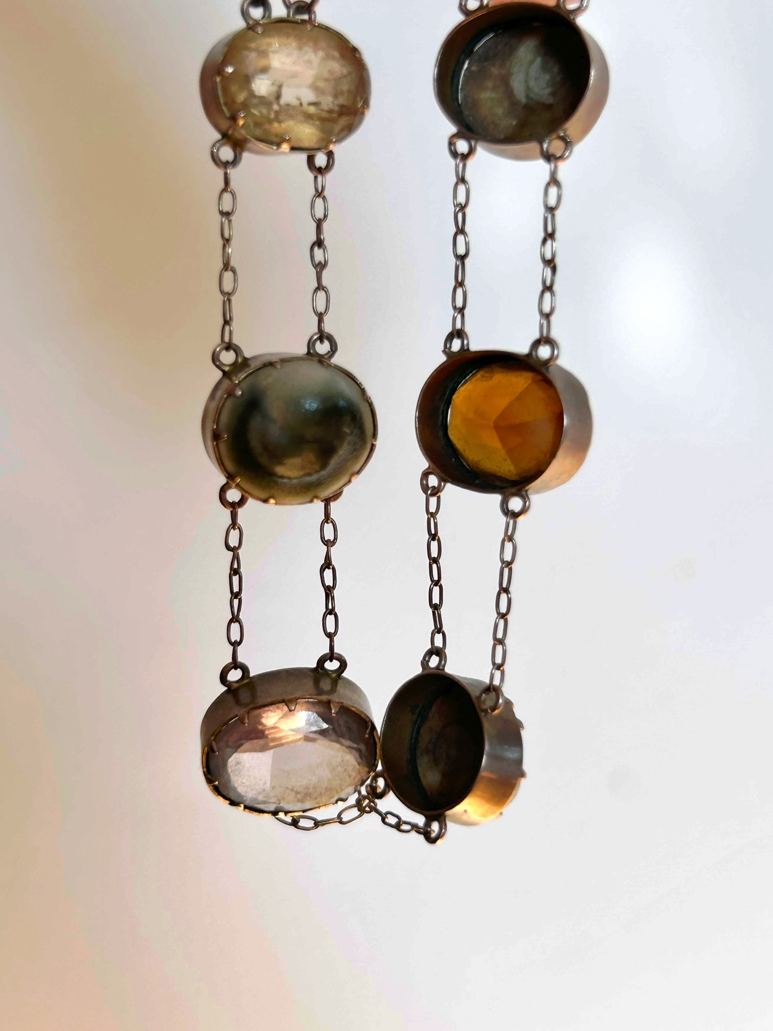 Antique chunky gold gemset bracelet - 6