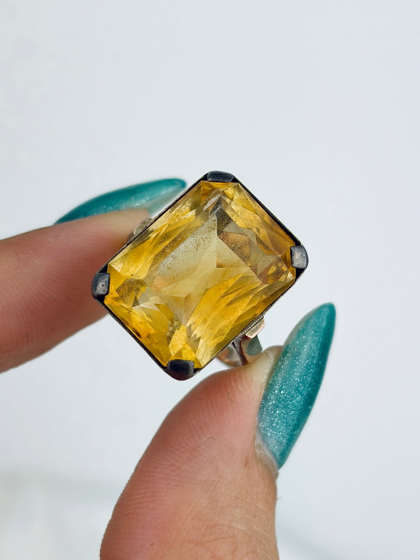 Vintage Large 9ct Yellow Gold Citrine Cocktail Ring - 5