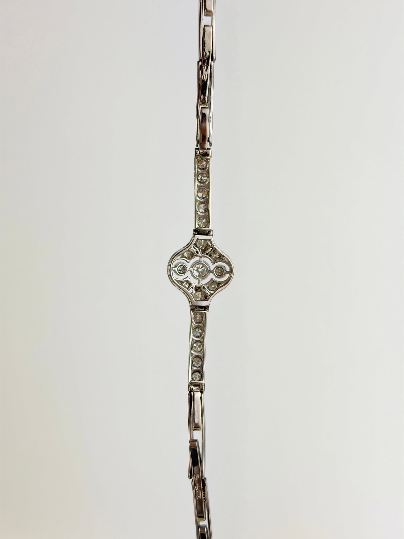 Antique Art Deco 18ct White Gold Diamond Bracelet - 3