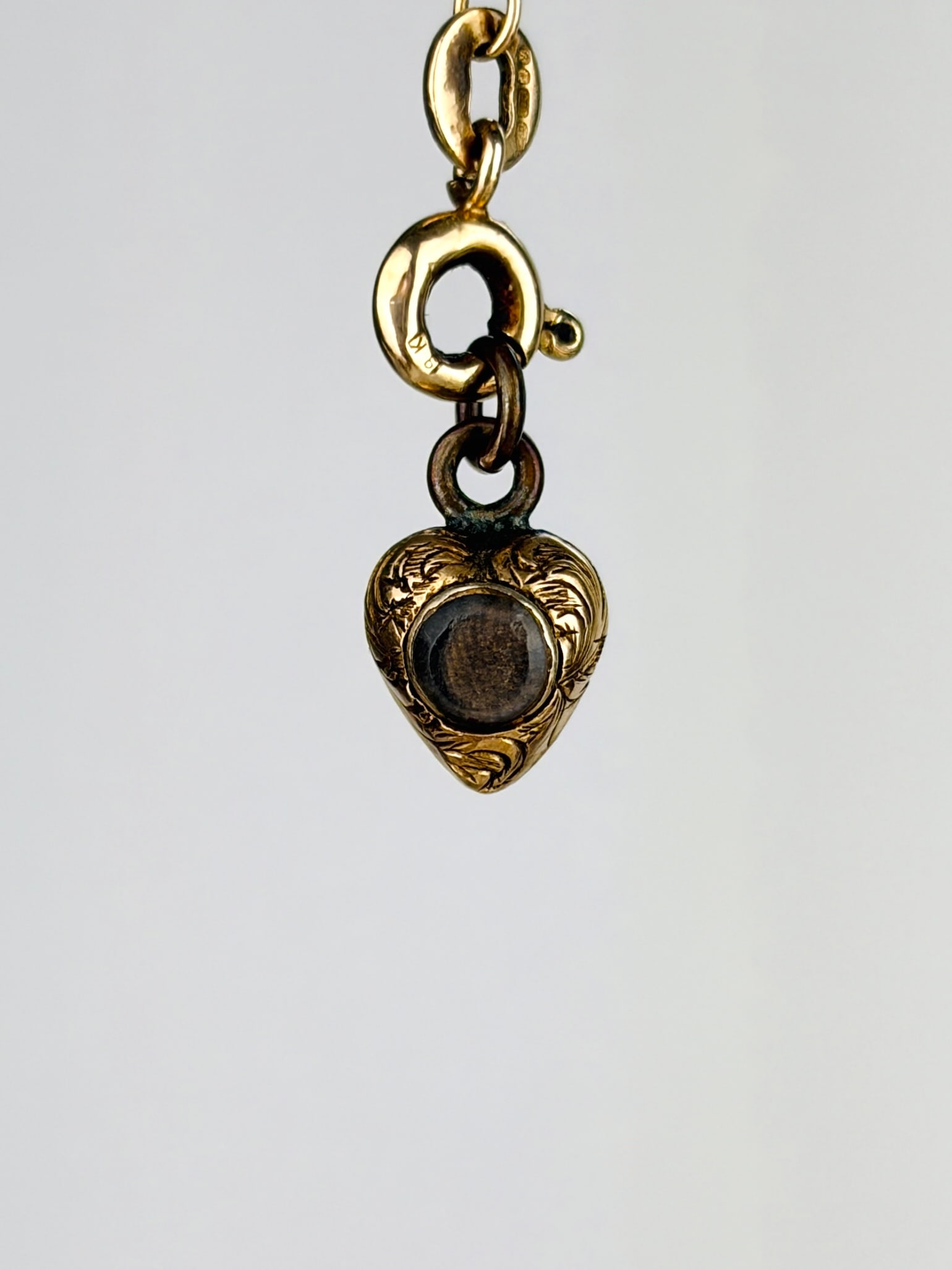 Tiny Antique Turquoise Heart Charm with Locket Back - 3