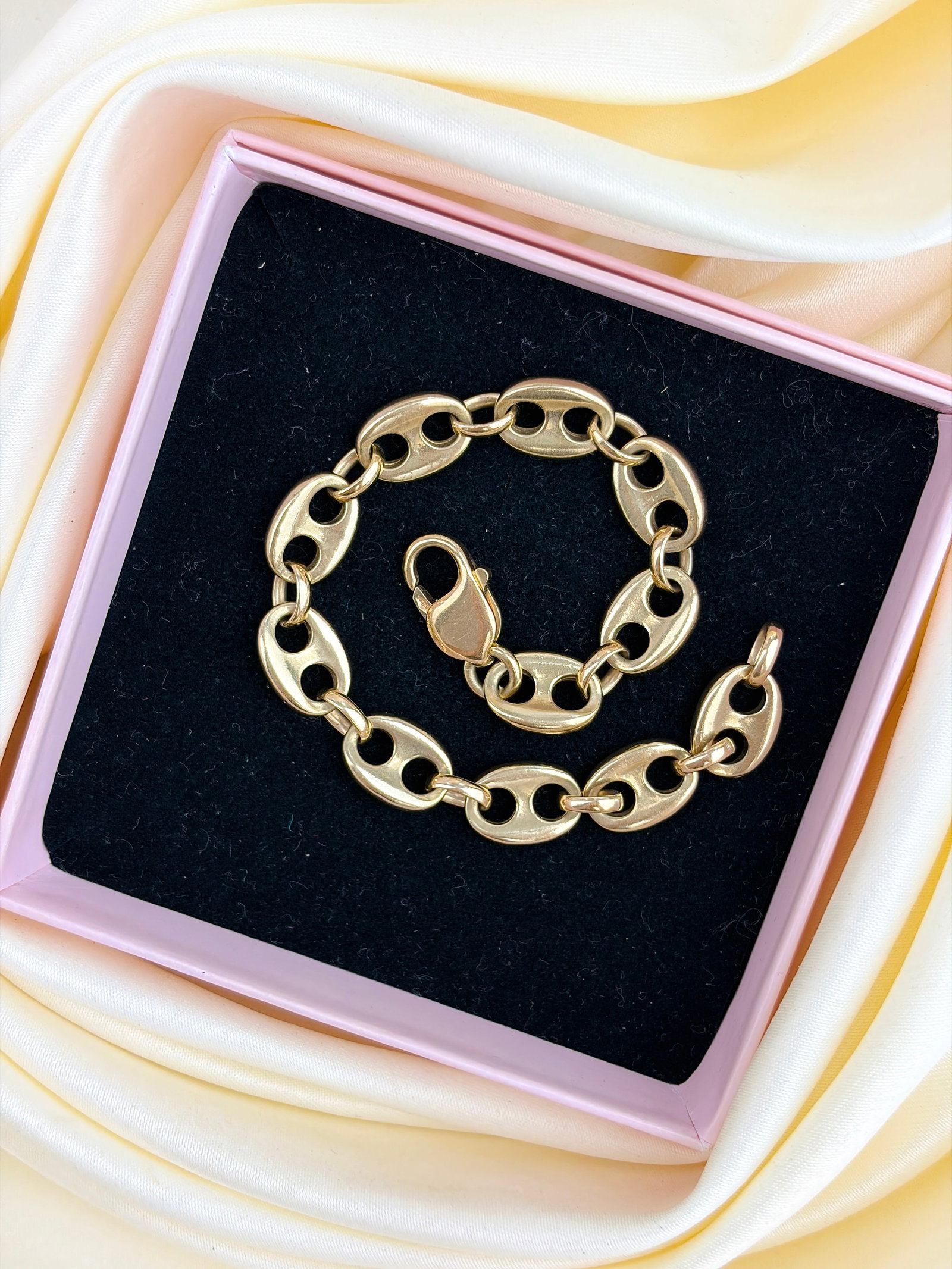 Heavy 24g 9ct Yellow Gold Chubby Mariner Link Bracelet - 5