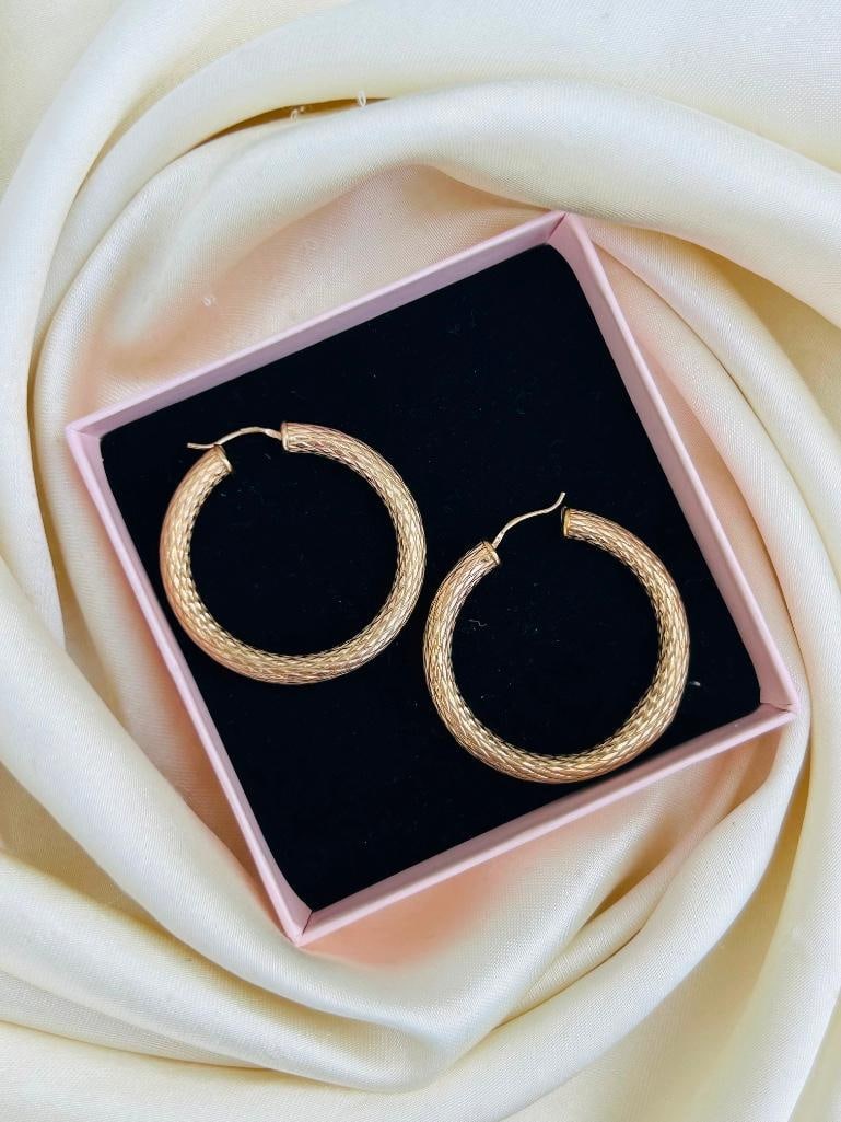 Huge 9ct Gold Hoop Earrings - 8