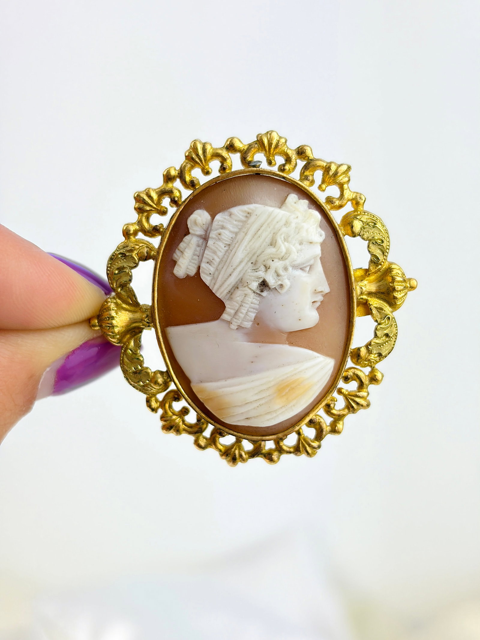 ANTIQUE BOXED CAMEO SUITE - INTERCHANGEABLE EARRINGS AND BROOCH - 2