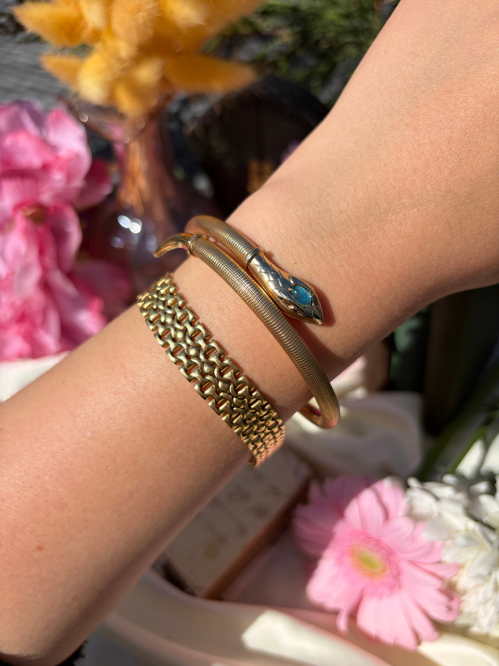 VINTAGE 18CT YELLOW GOLD CHUNKY UNIQUE LINK BRACELET - 2