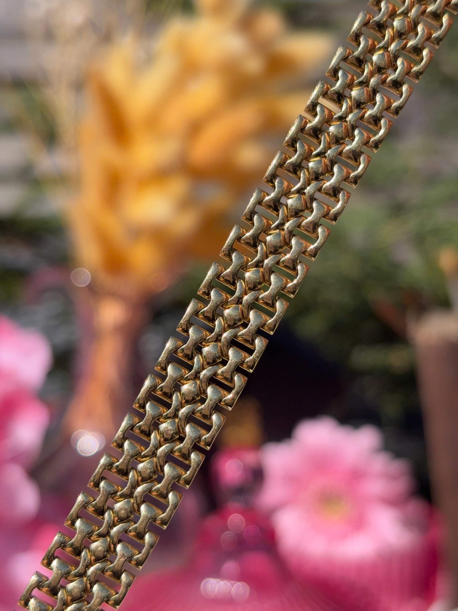 VINTAGE 18CT YELLOW GOLD CHUNKY UNIQUE LINK BRACELET - 3