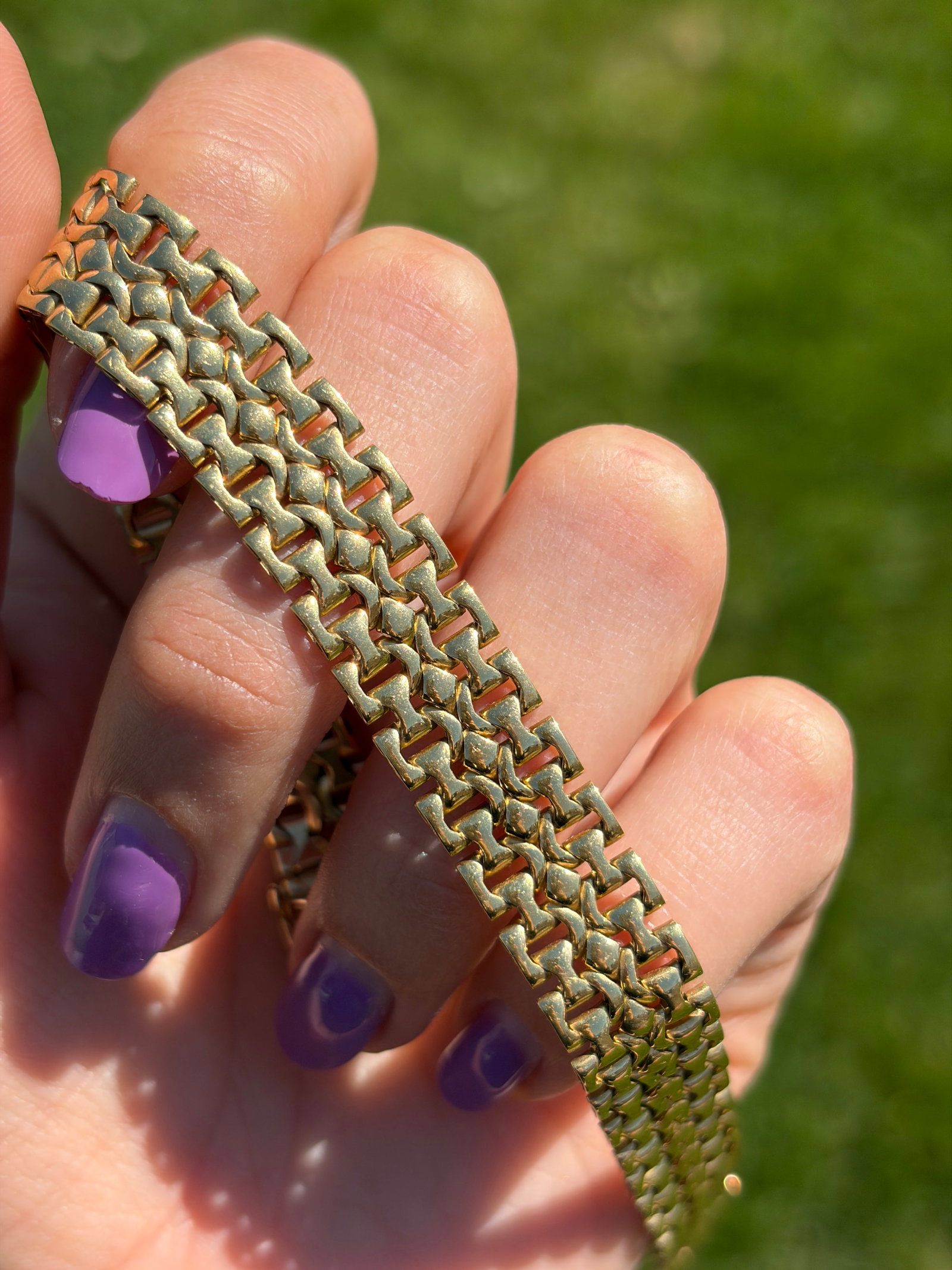 VINTAGE 18CT YELLOW GOLD CHUNKY UNIQUE LINK BRACELET - 4