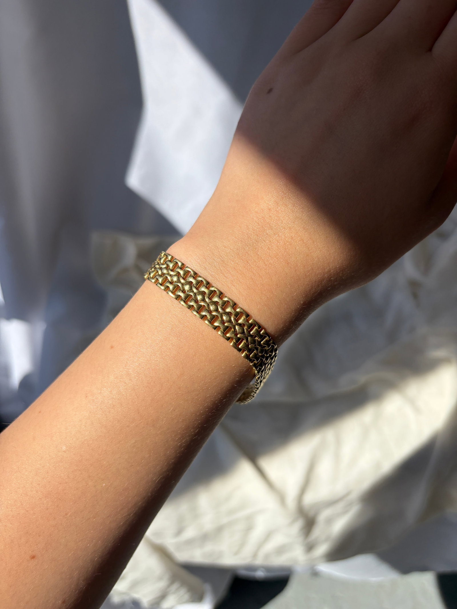 VINTAGE 18CT YELLOW GOLD CHUNKY UNIQUE LINK BRACELET - 5