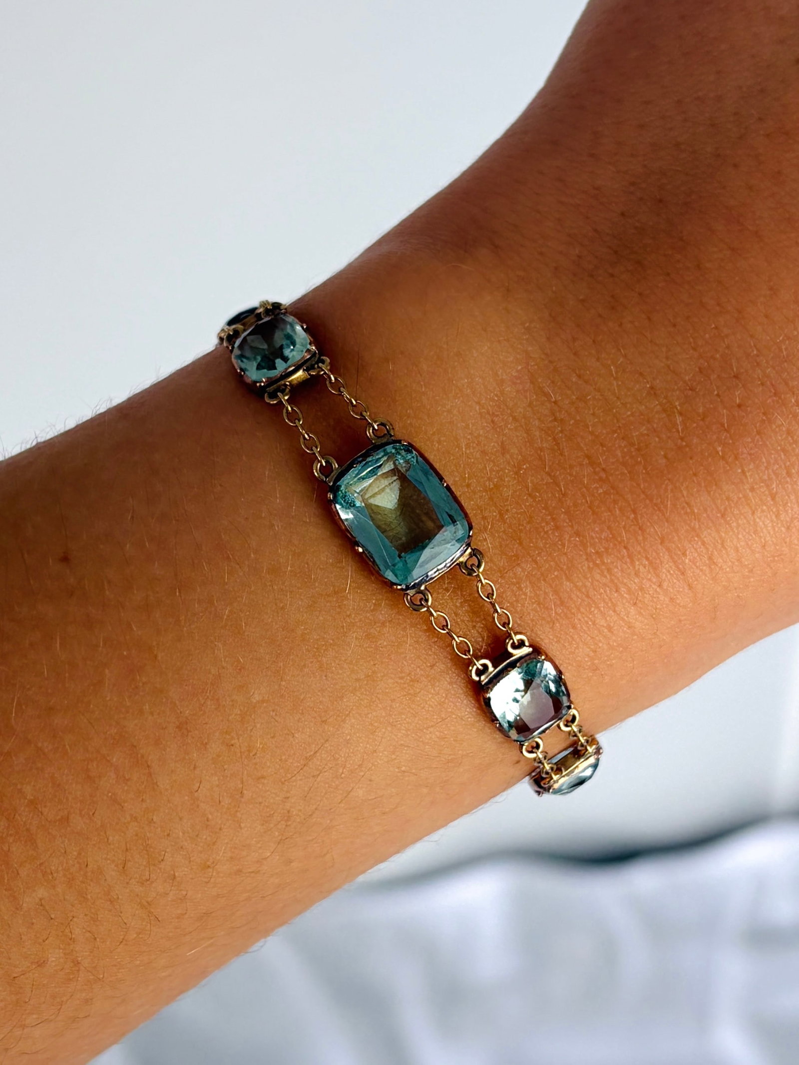 Antique Georgian Blue Paste Gold Bracelet - 10