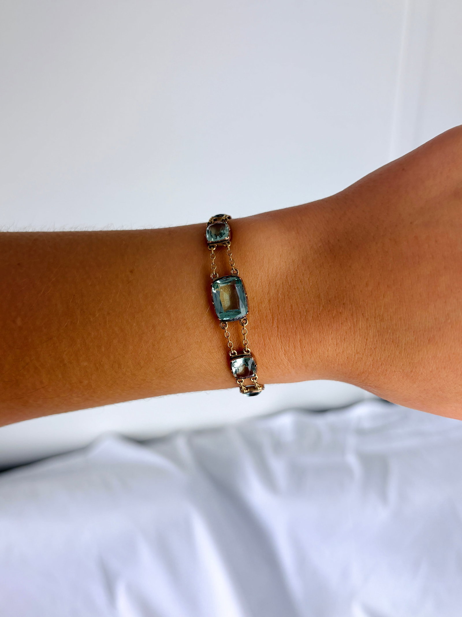 Antique Georgian Blue Paste Gold Bracelet - 11