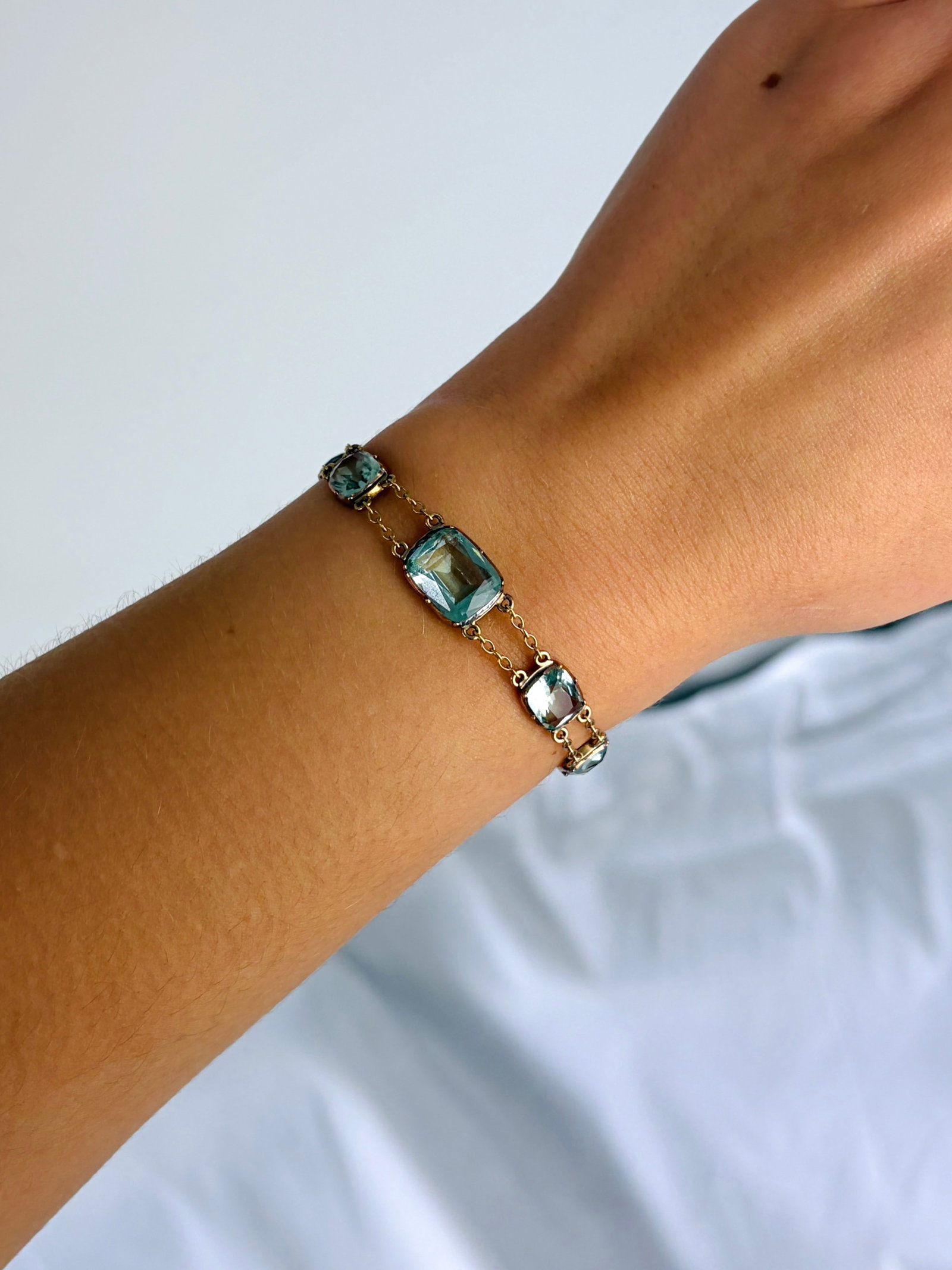 Antique Georgian Blue Paste Gold Bracelet - 12