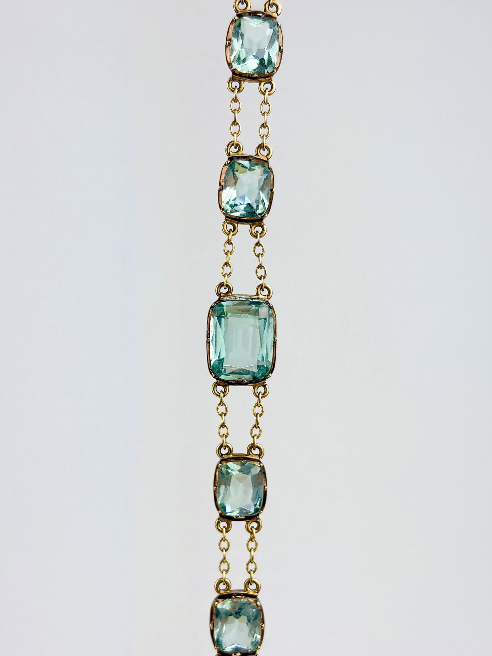 Antique Georgian Blue Paste Gold Bracelet: Antique Georgian Blue Paste Gold Bracelet Weight: 7.45g Size: 16.5cm length, Widest point 1cm Materials: Gold Hallmarks: None present Condition: The overall condition is very good Office Use:
