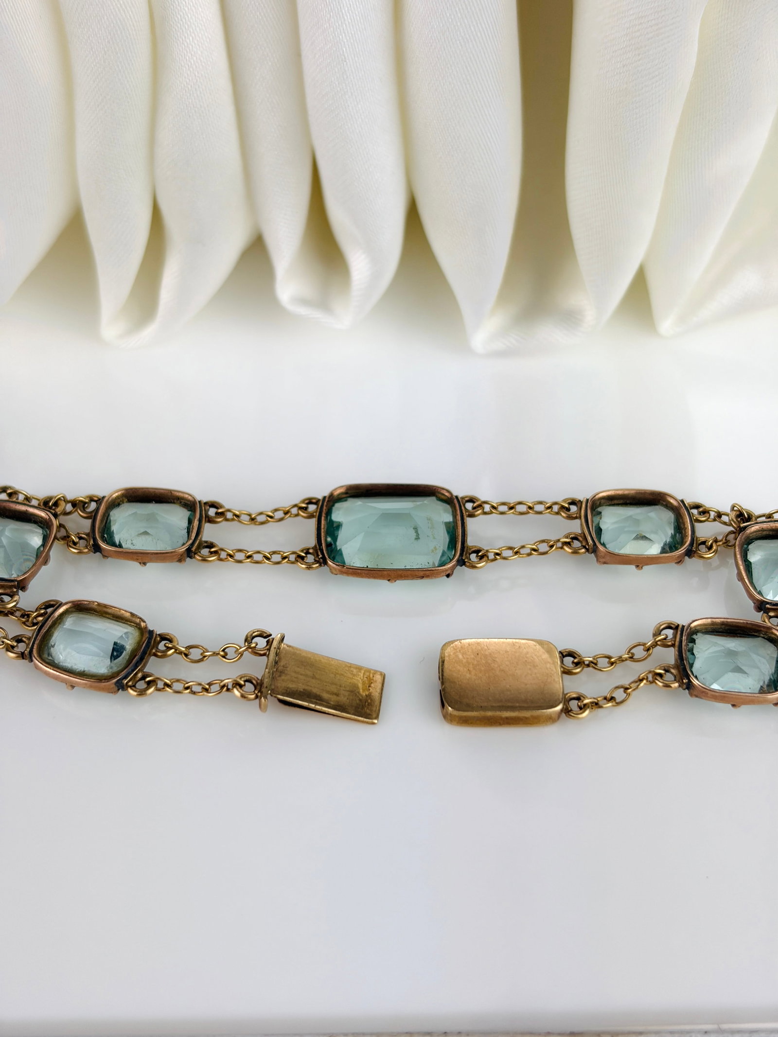 Antique Georgian Blue Paste Gold Bracelet - 7